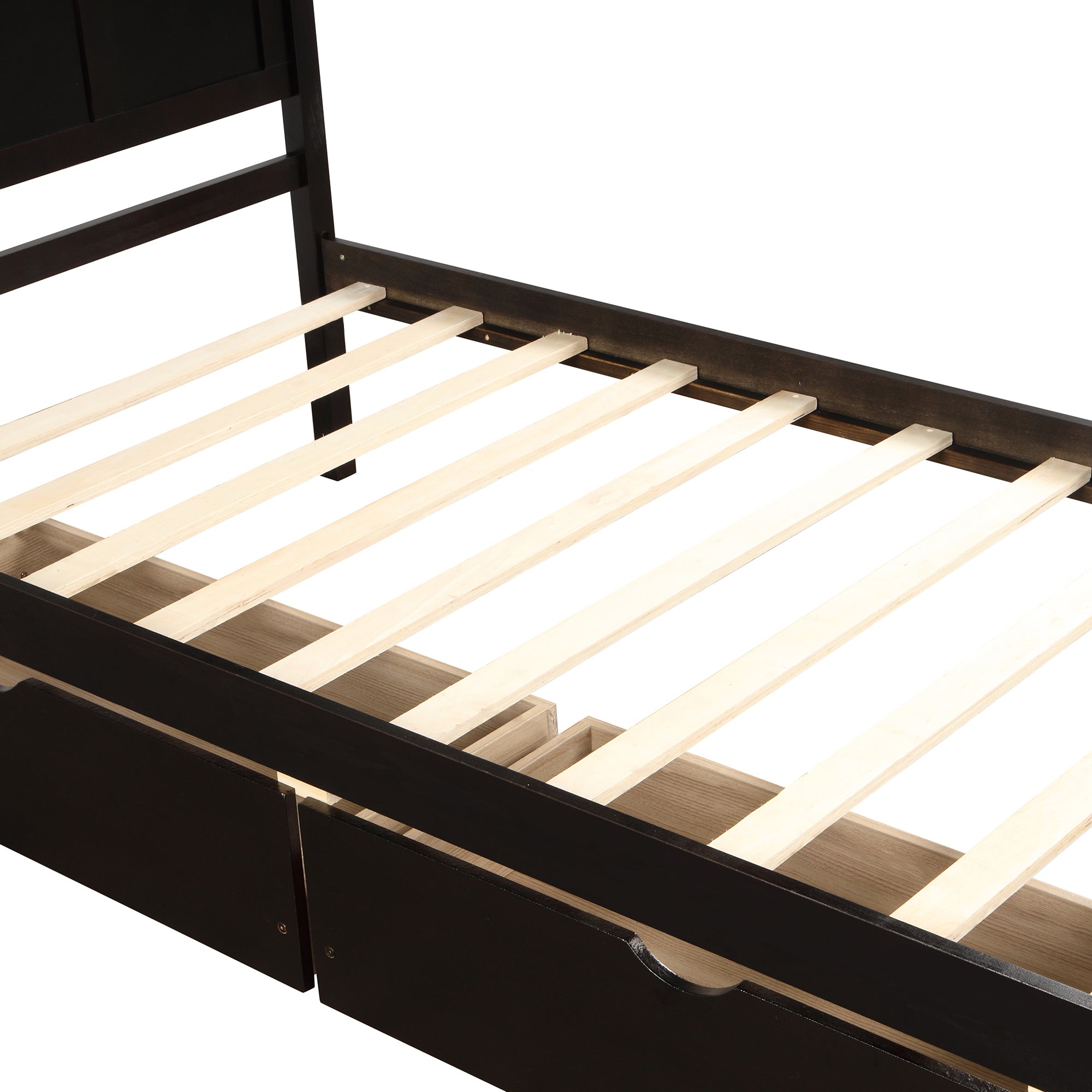 Royard Oaktree Twin Size Platform Storage Bed Wood Bed Frame with Headboard and 2 Drawers