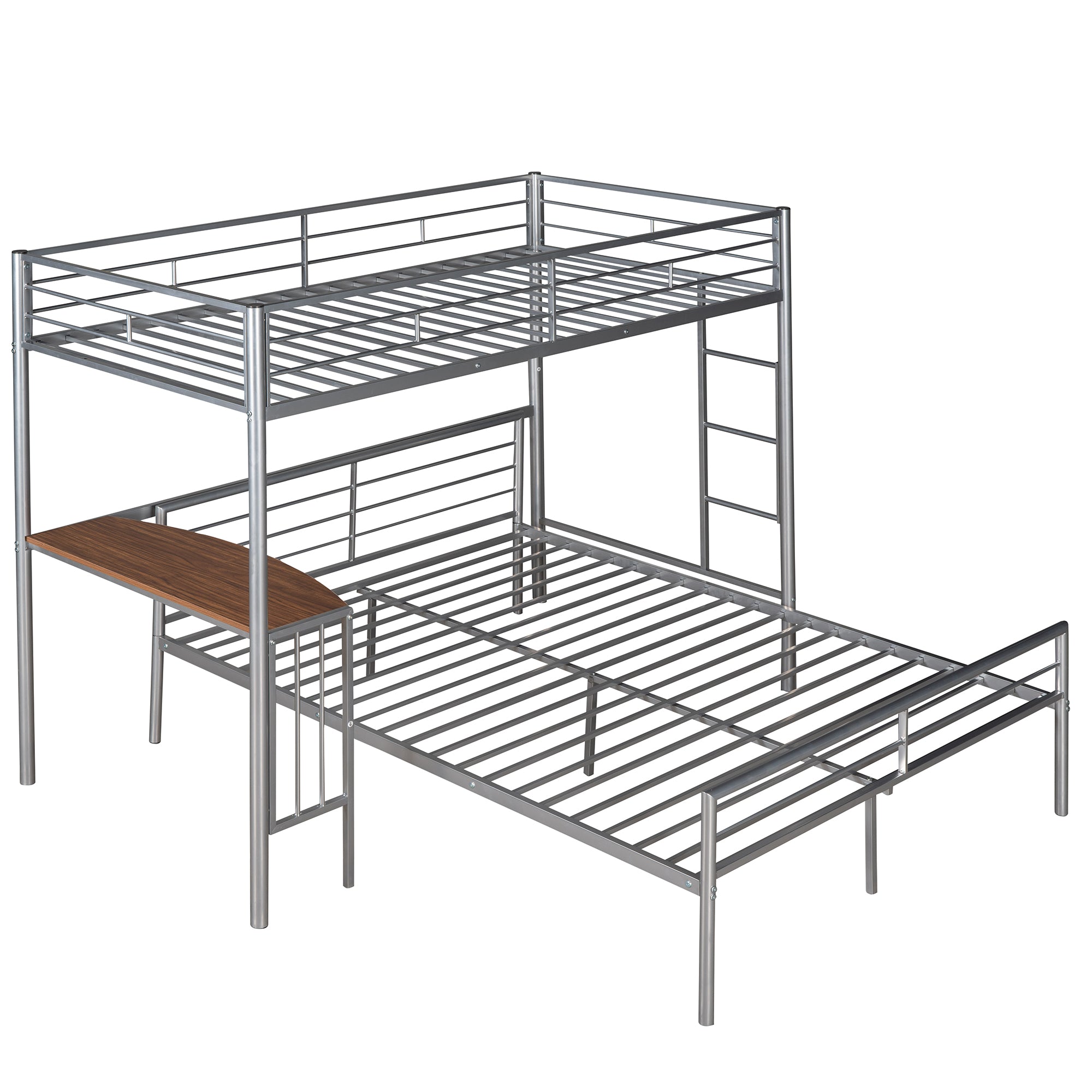 Royard Oaktree Twin Over Full Metal Bunk Bed with Built-in Desk, Can Be Converted Into A Twin Loft Bed and Stand-Alone Platform Bed