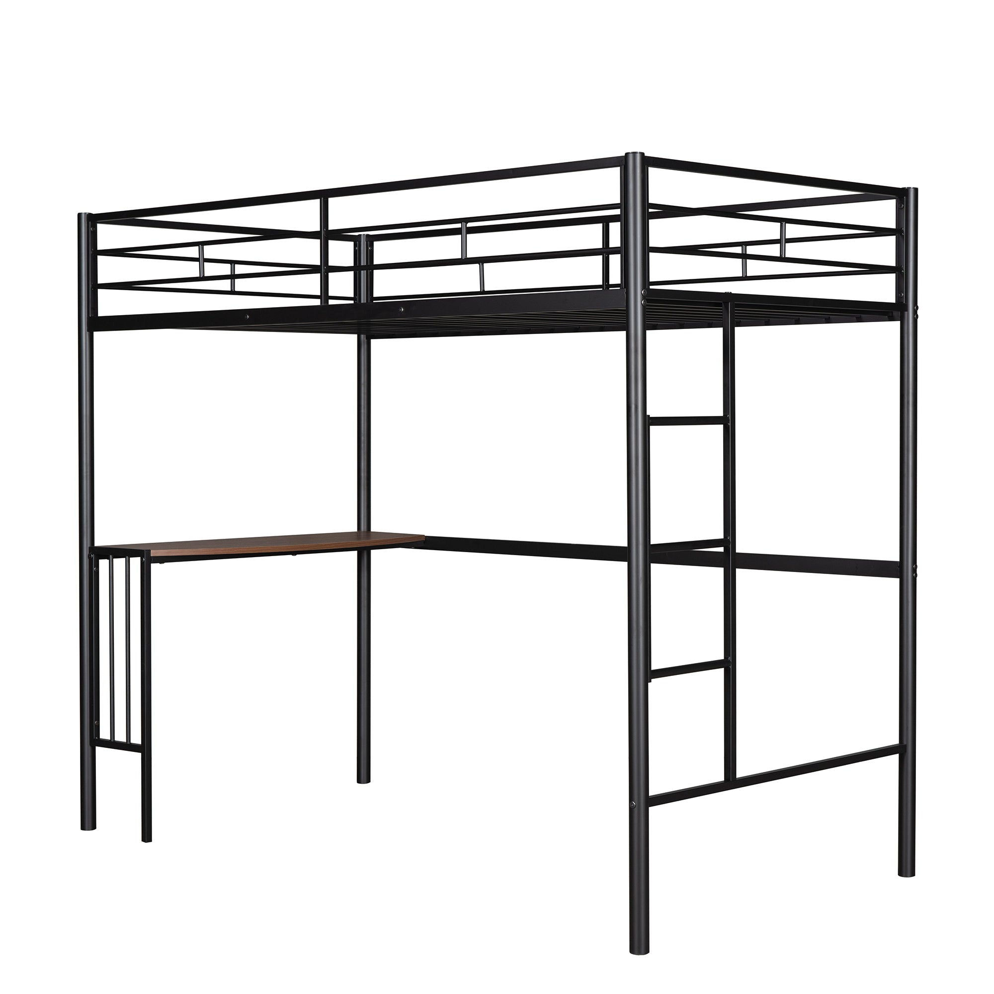 Royard Oaktree Twin Over Full Metal Bunk Bed with Built-in Desk, Can Be Converted Into A Twin Loft Bed and Stand-Alone Platform Bed