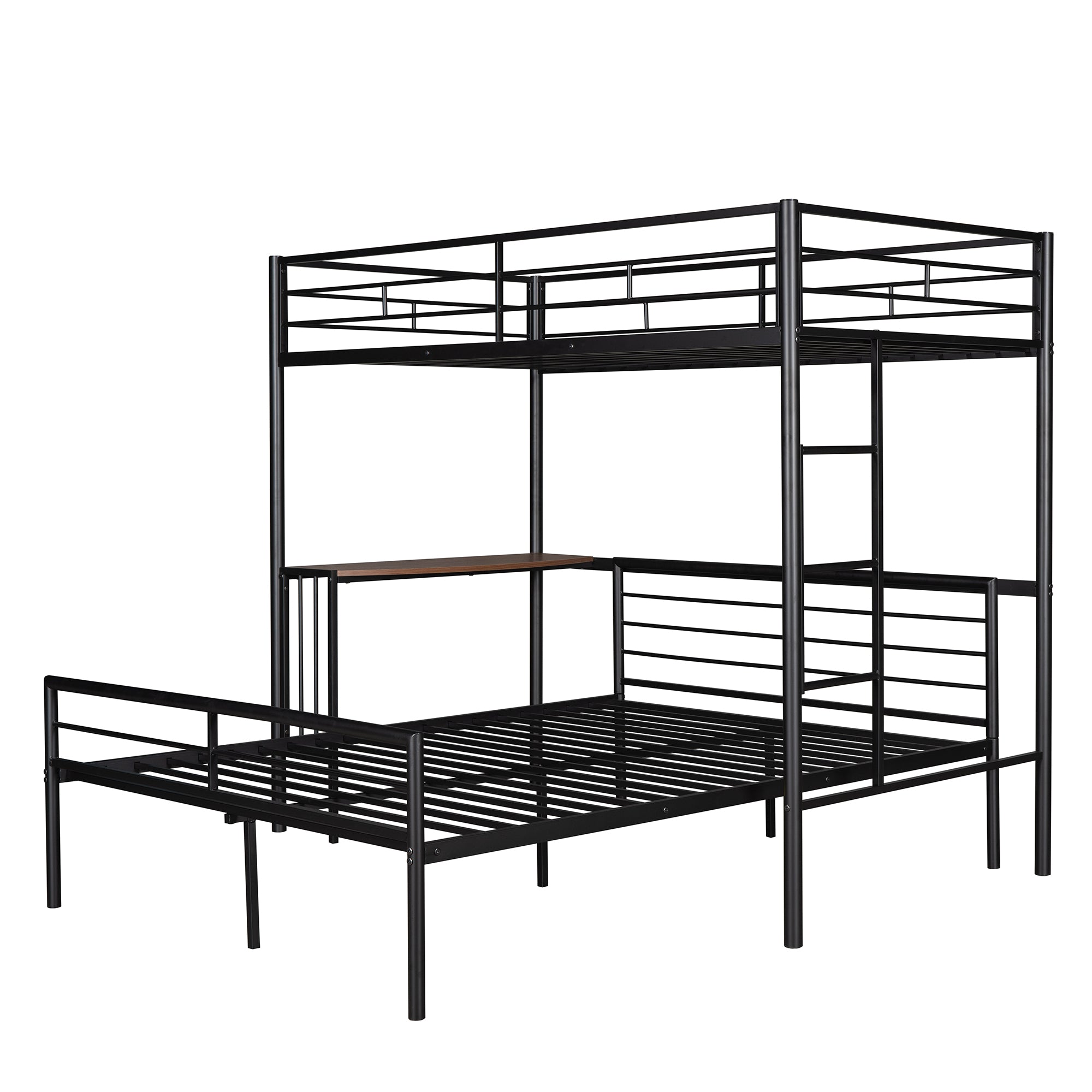 Royard Oaktree Twin Over Full Metal Bunk Bed with Built-in Desk, Can Be Converted Into A Twin Loft Bed and Stand-Alone Platform Bed