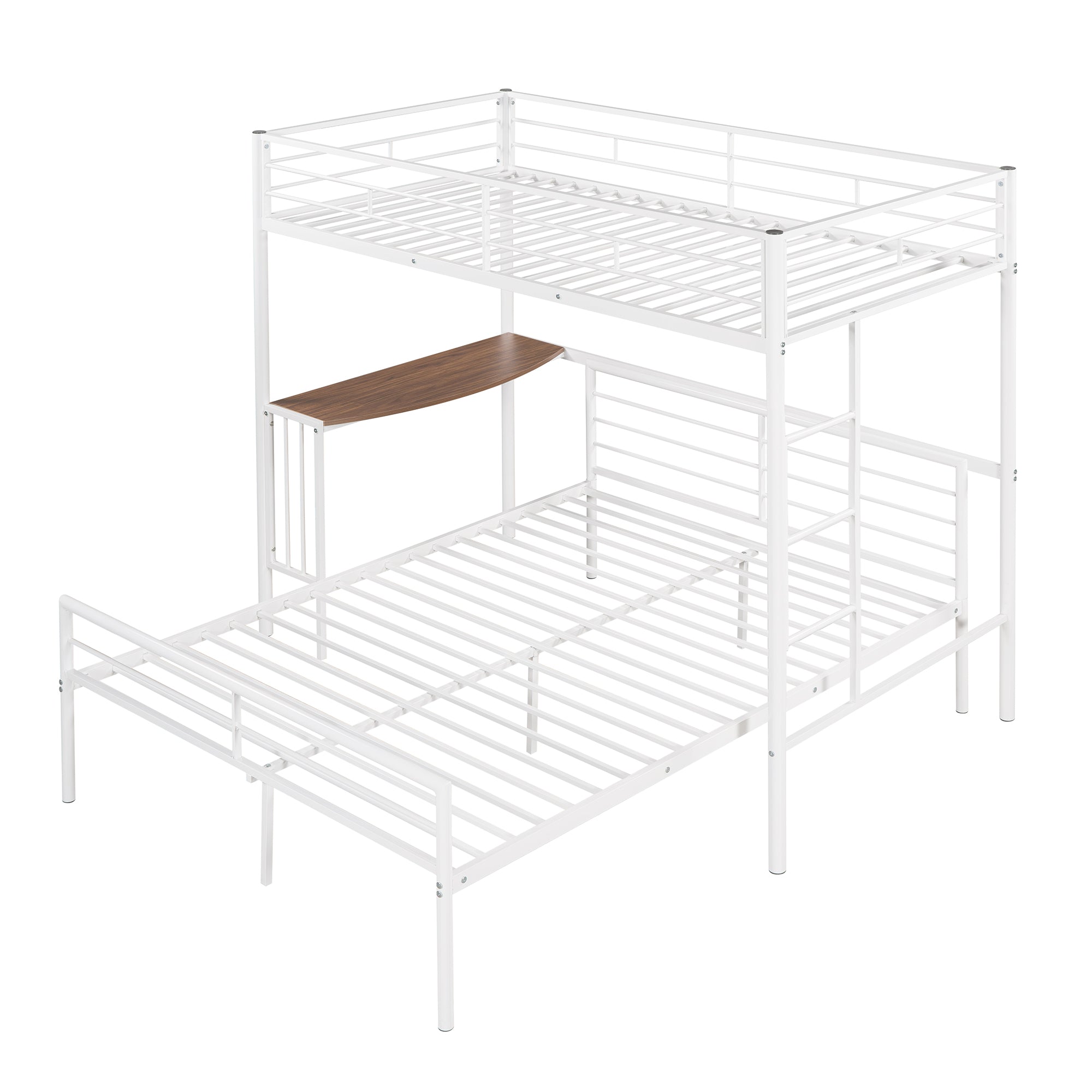 Royard Oaktree Twin Over Full Metal Bunk Bed with Built-in Desk, Can Be Converted Into A Twin Loft Bed and Stand-Alone Platform Bed