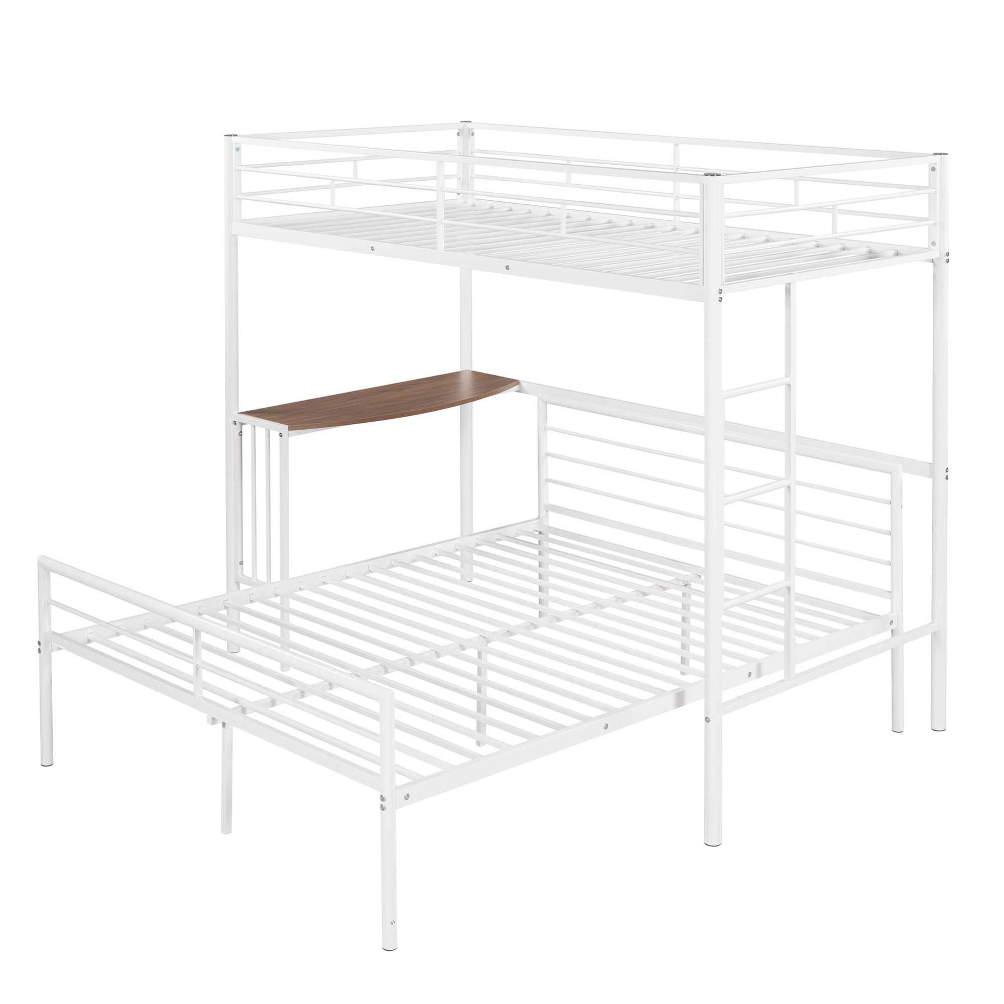 Royard Oaktree Twin Over Full Metal Bunk Bed with Built-in Desk, Can Be Converted Into A Twin Loft Bed and Stand-Alone Platform Bed