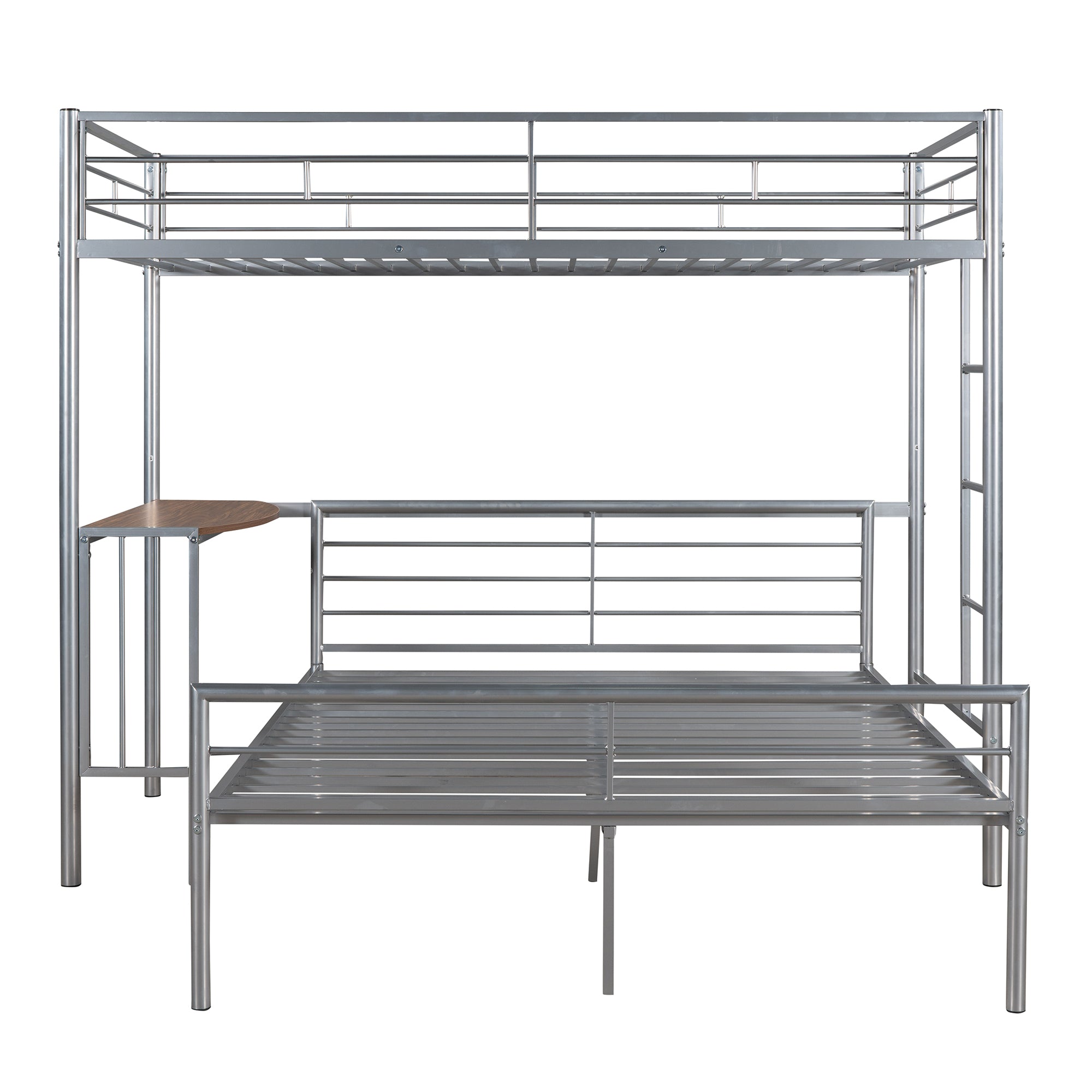 Royard Oaktree Twin Over Full Metal Bunk Bed with Built-in Desk, Can Be Converted Into A Twin Loft Bed and Stand-Alone Platform Bed