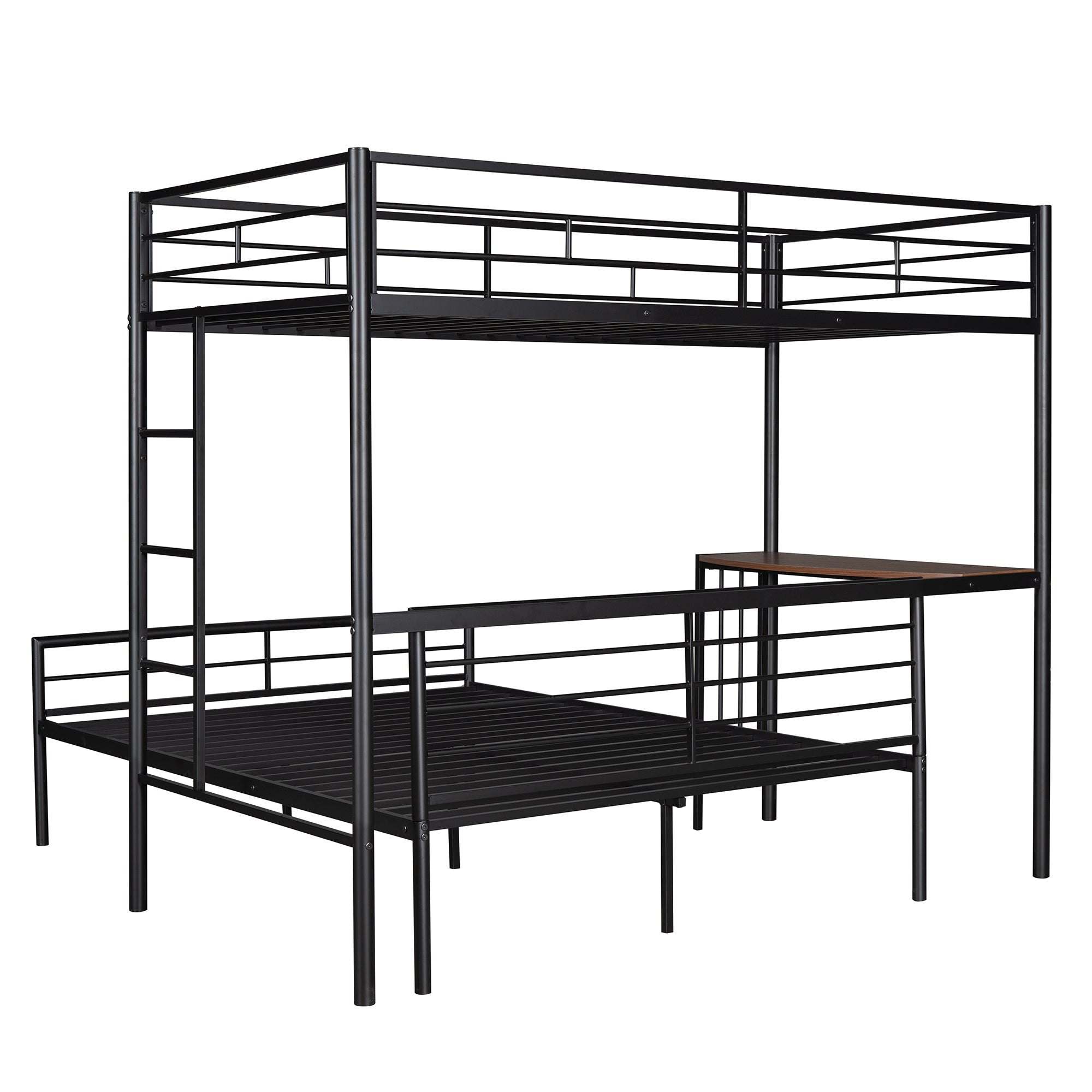 Royard Oaktree Twin Over Full Metal Bunk Bed with Built-in Desk, Can Be Converted Into A Twin Loft Bed and Stand-Alone Platform Bed