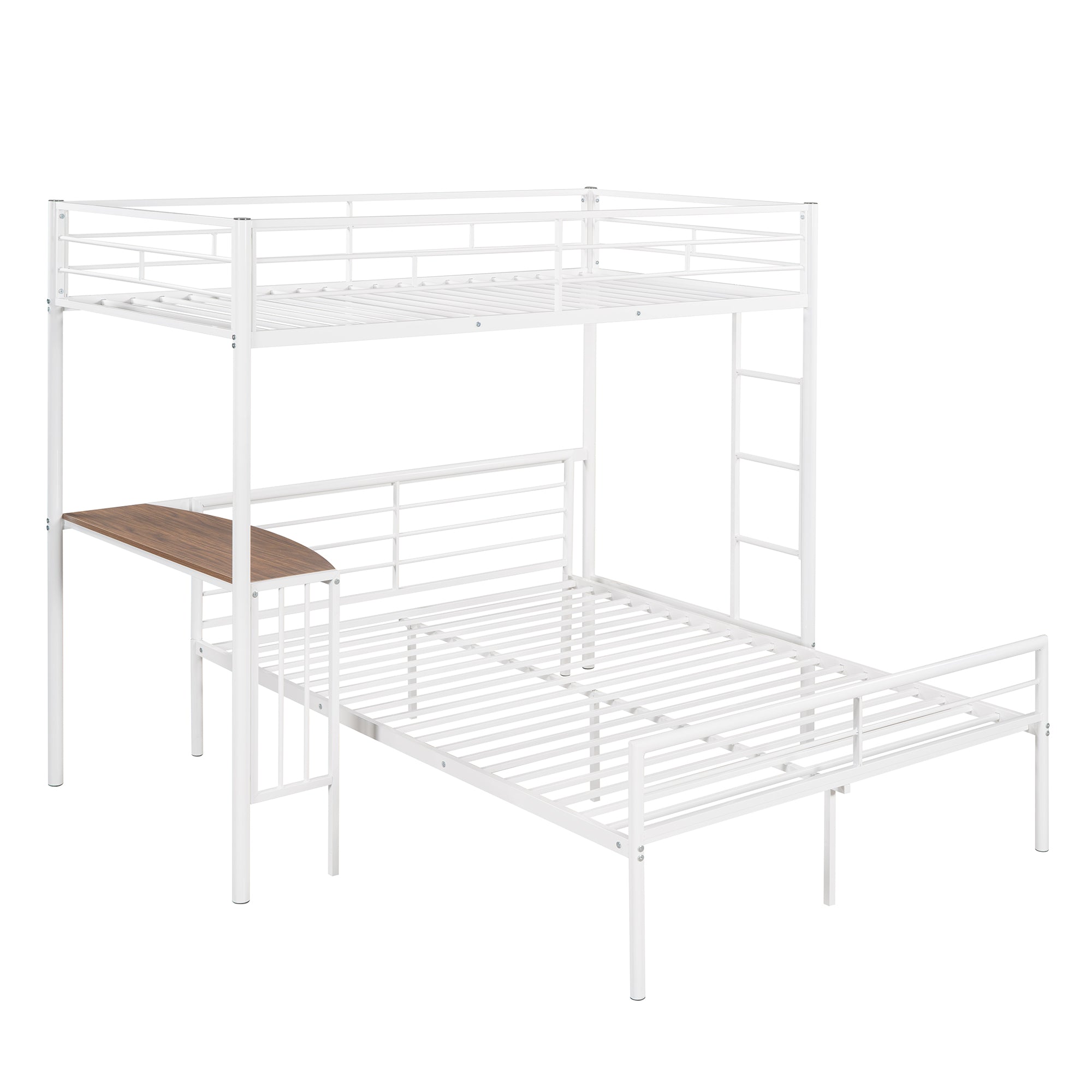 Royard Oaktree Twin Over Full Metal Bunk Bed with Built-in Desk, Can Be Converted Into A Twin Loft Bed and Stand-Alone Platform Bed