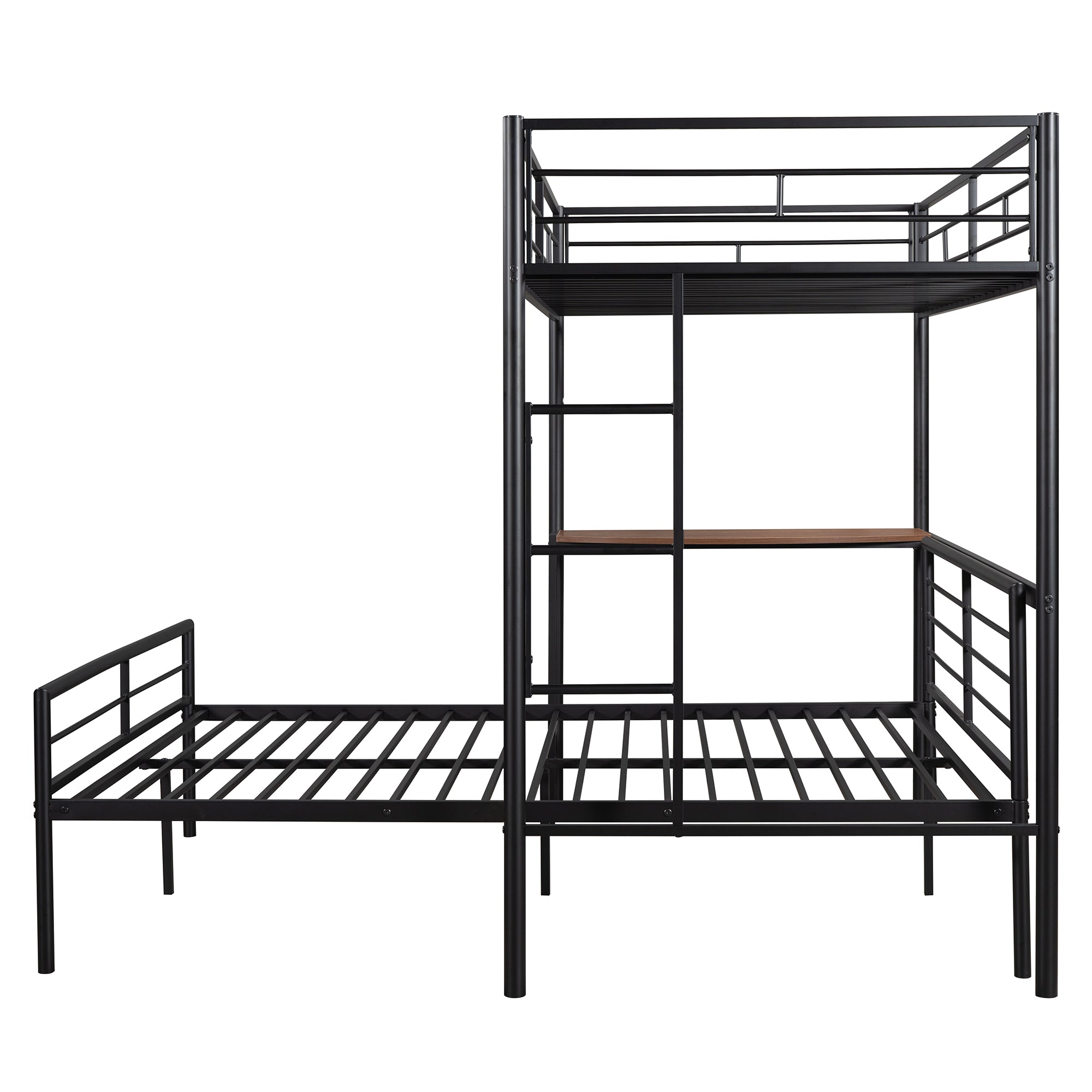 Royard Oaktree Twin Over Full Metal Bunk Bed with Built-in Desk, Can Be Converted Into A Twin Loft Bed and Stand-Alone Platform Bed