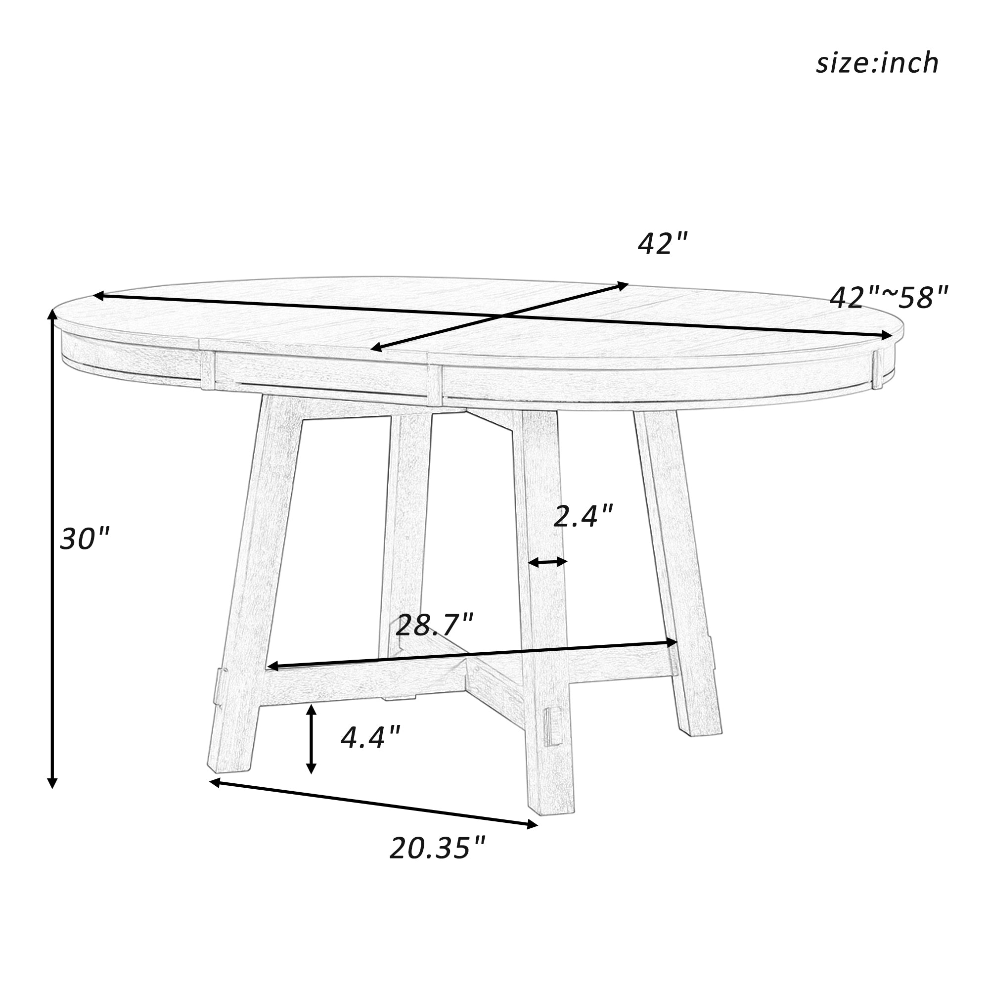 Royard Oaktree Round Extendable Dining Table Farmhouse Extendable Dining Table with 16" Leaf Adjustable Kitchen Table with Solid Wood X-shaped Base for Kitchen Room, Living Room