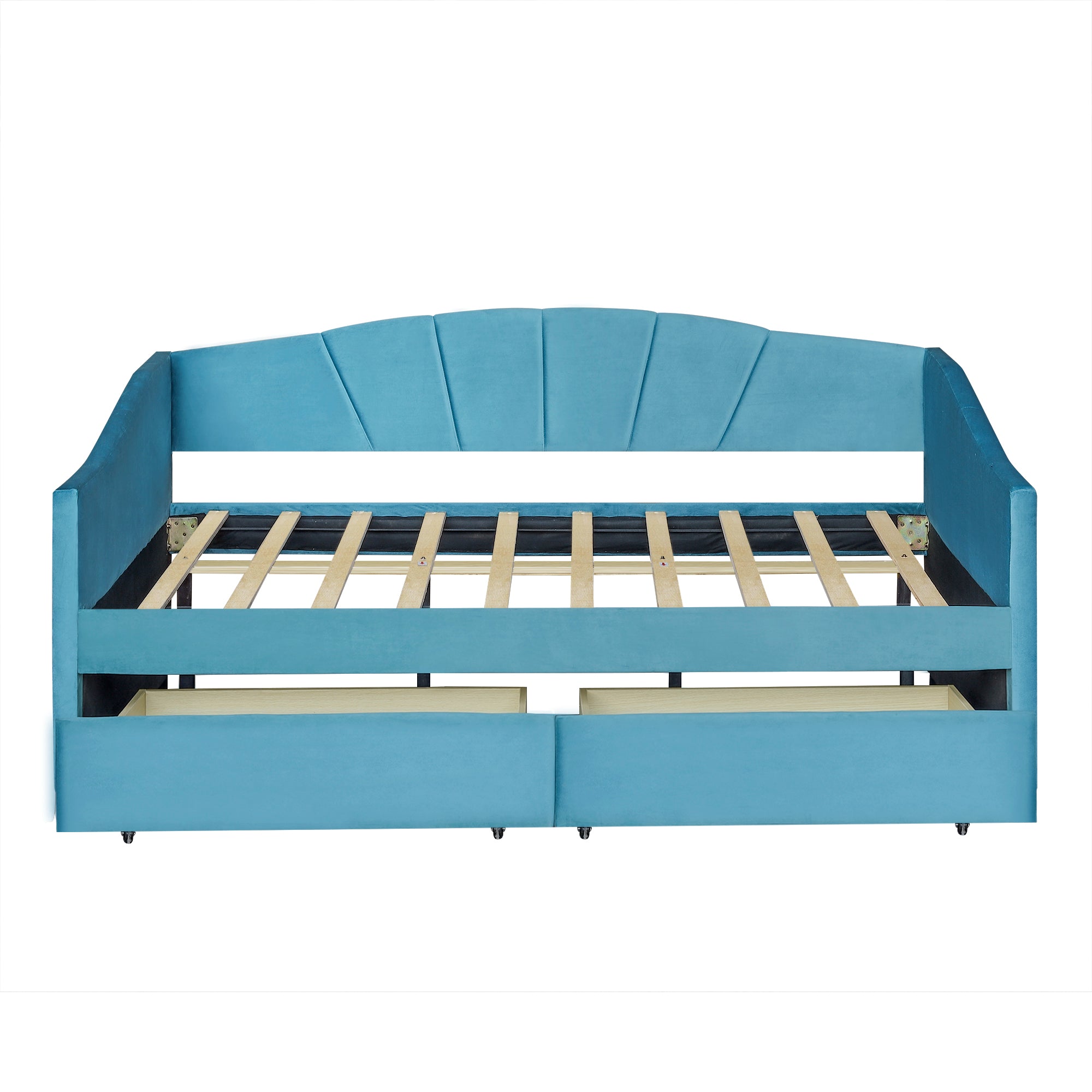 Royard Oaktree Upholstered Daybed with Modern Velvet Sofa Bed with Wood Slat for Living Room Bedroom, No Box Spring Needed