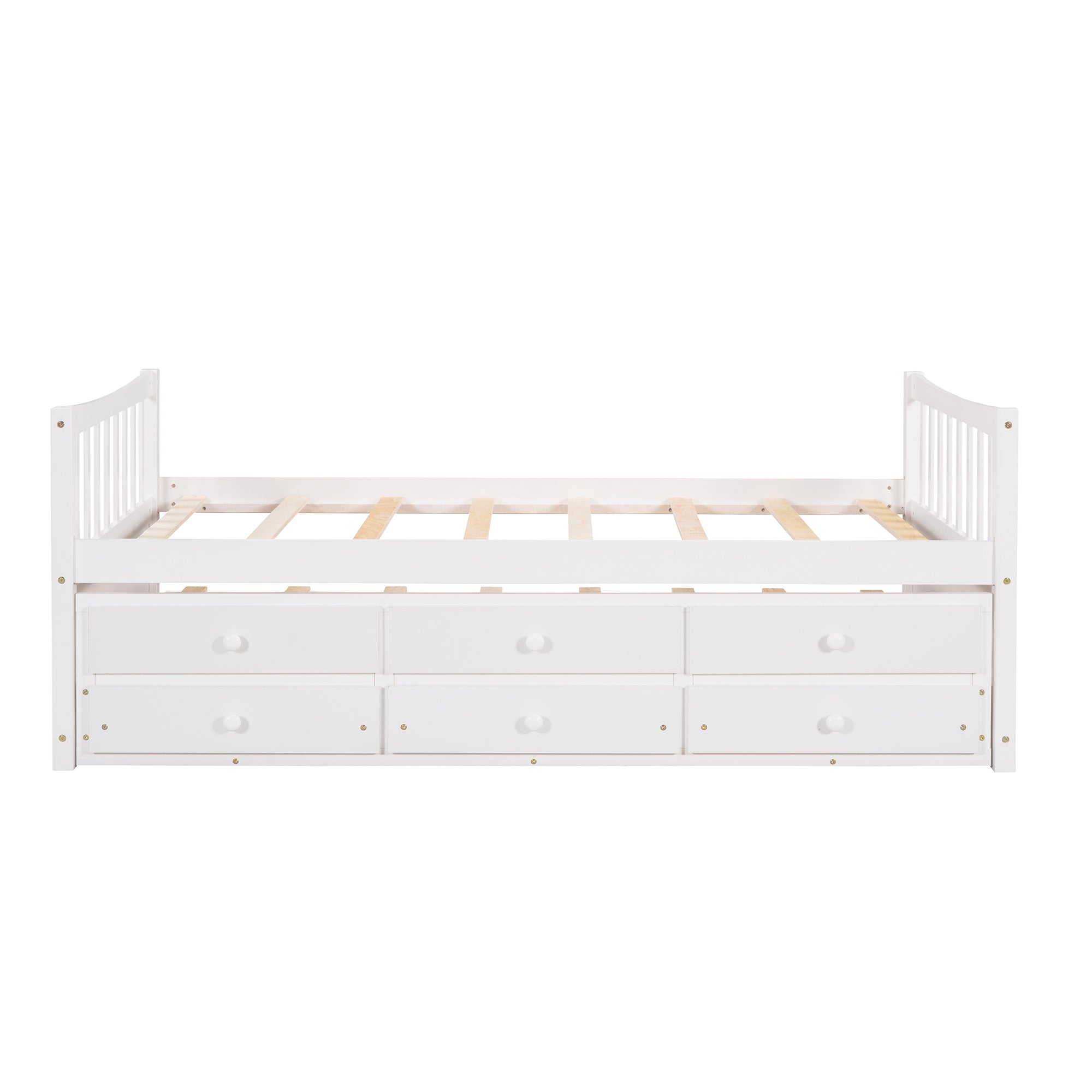 Royard Oaktree Daybed with Trundle and 3 Drawers Wood Bed Frame with Headboard and Footboard, Wood Slats, No Box Spring Needed