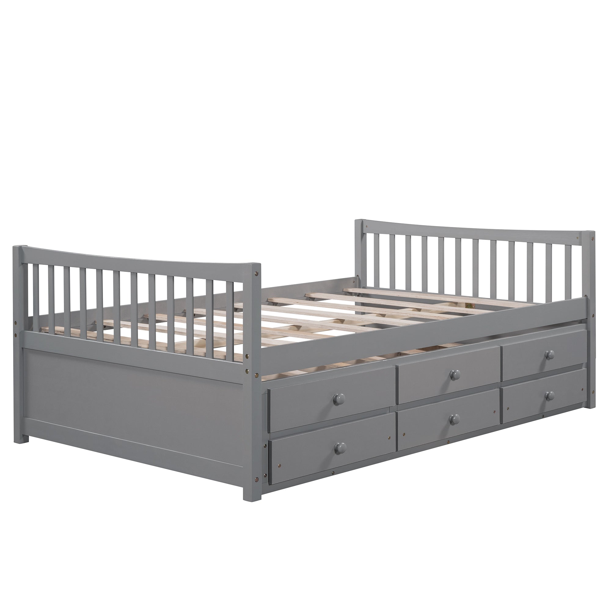 Royard Oaktree Daybed with Trundle and 3 Drawers Wood Bed Frame with Headboard and Footboard, Wood Slats, No Box Spring Needed