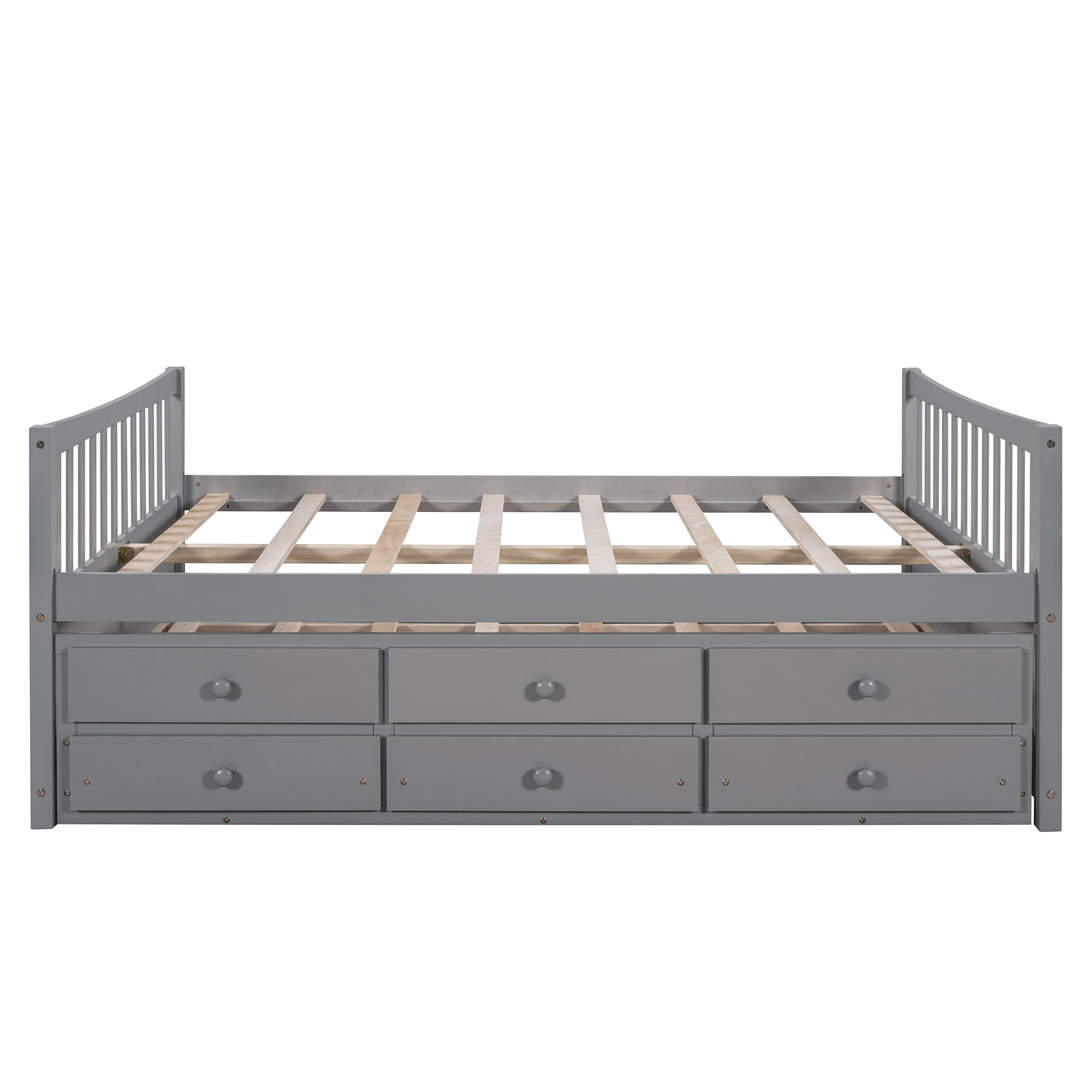 Royard Oaktree Daybed with Trundle and 3 Drawers Wood Bed Frame with Headboard and Footboard, Wood Slats, No Box Spring Needed