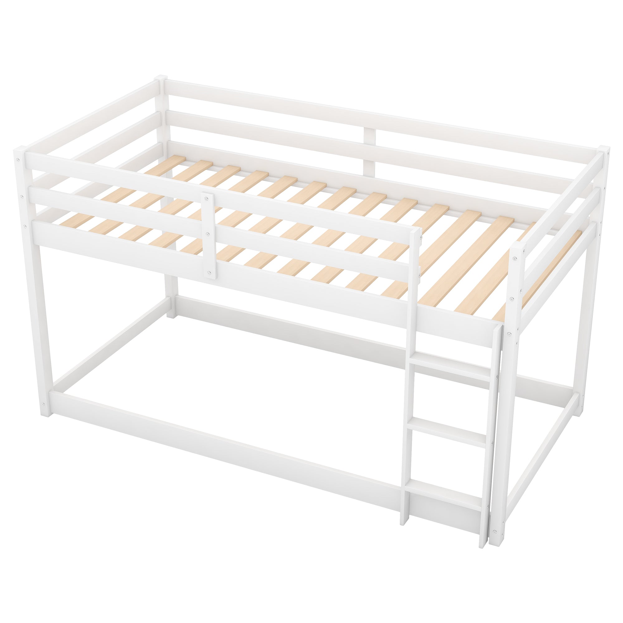 Royard Oaktree Twin over Twin Floor Bunk Bed with Ladder