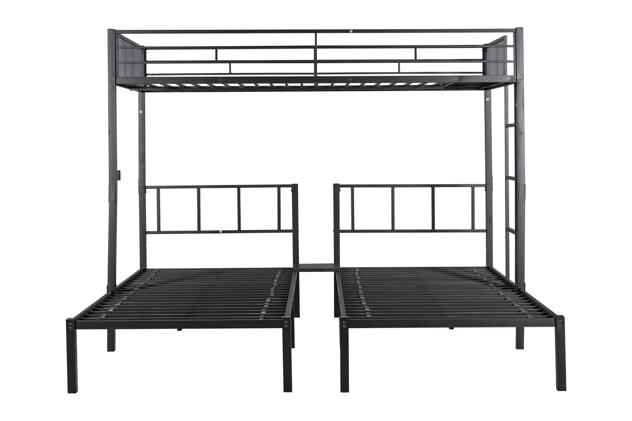 Royard Oaktree Triple Twin Bunk Bed Metal Bunk Bed Frame with Slat and Guardrail, Modern Bed Frame Can Be Separated Into 3 Twin Beds