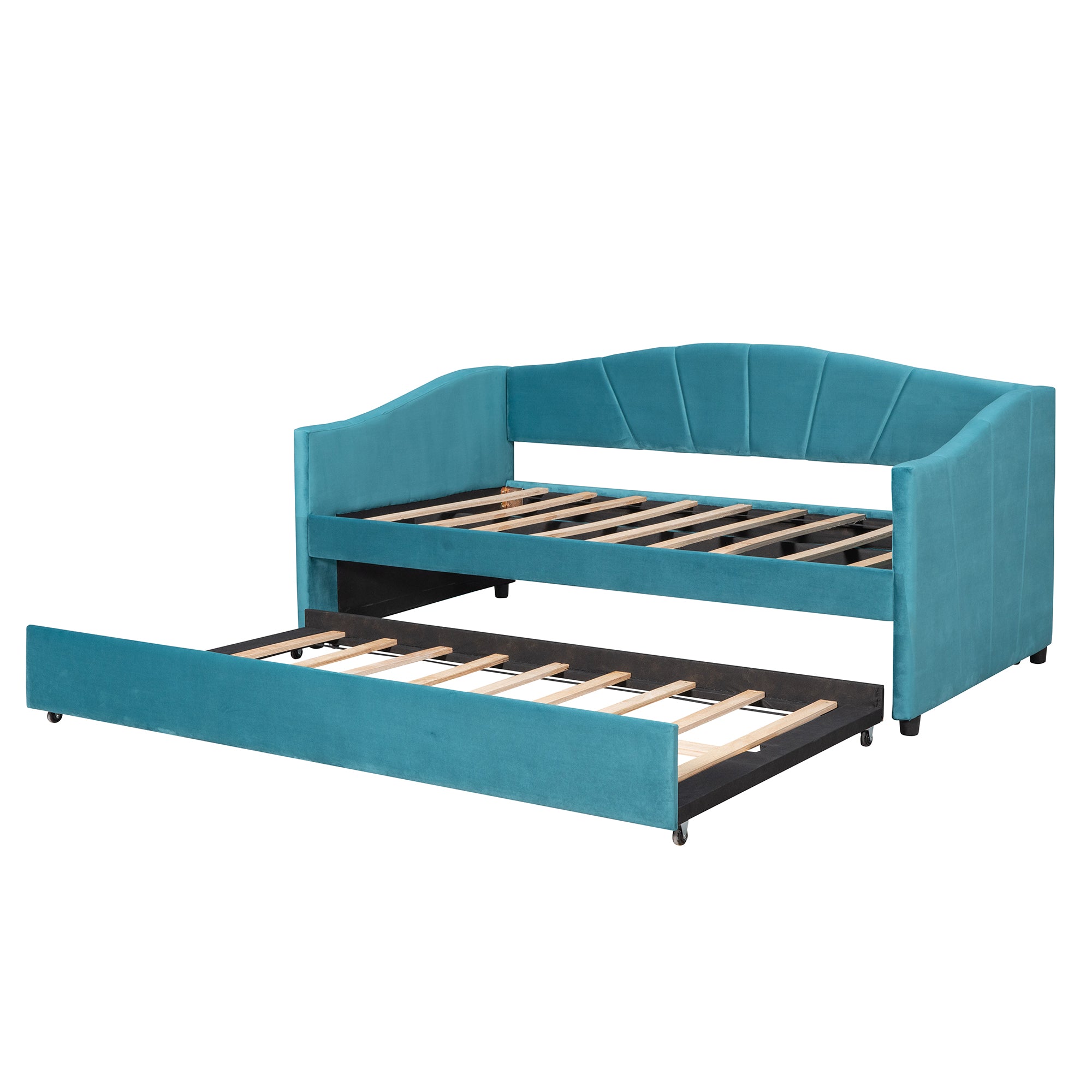 Royard Oaktree Upholstered Daybed with Modern Velvet Sofa Bed with Wood Slat for Living Room Bedroom, No Box Spring Needed