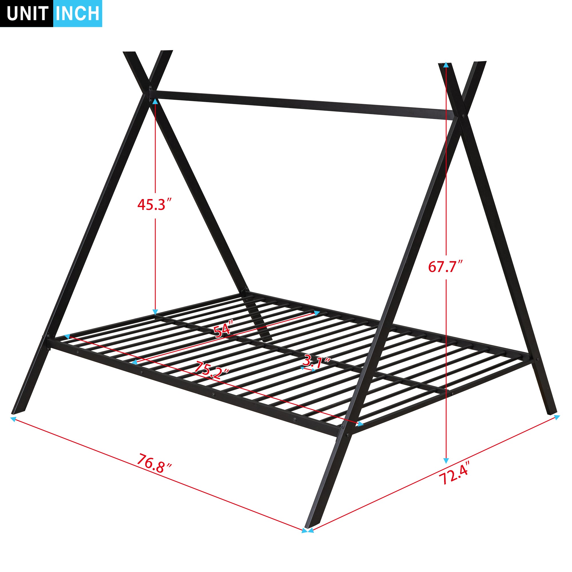 Royard Oaktree House Bed Tent Bed Frame Full Size Metal Floor Play House Bed with Slat for Kids Girls Boys, No Box Spring Needed