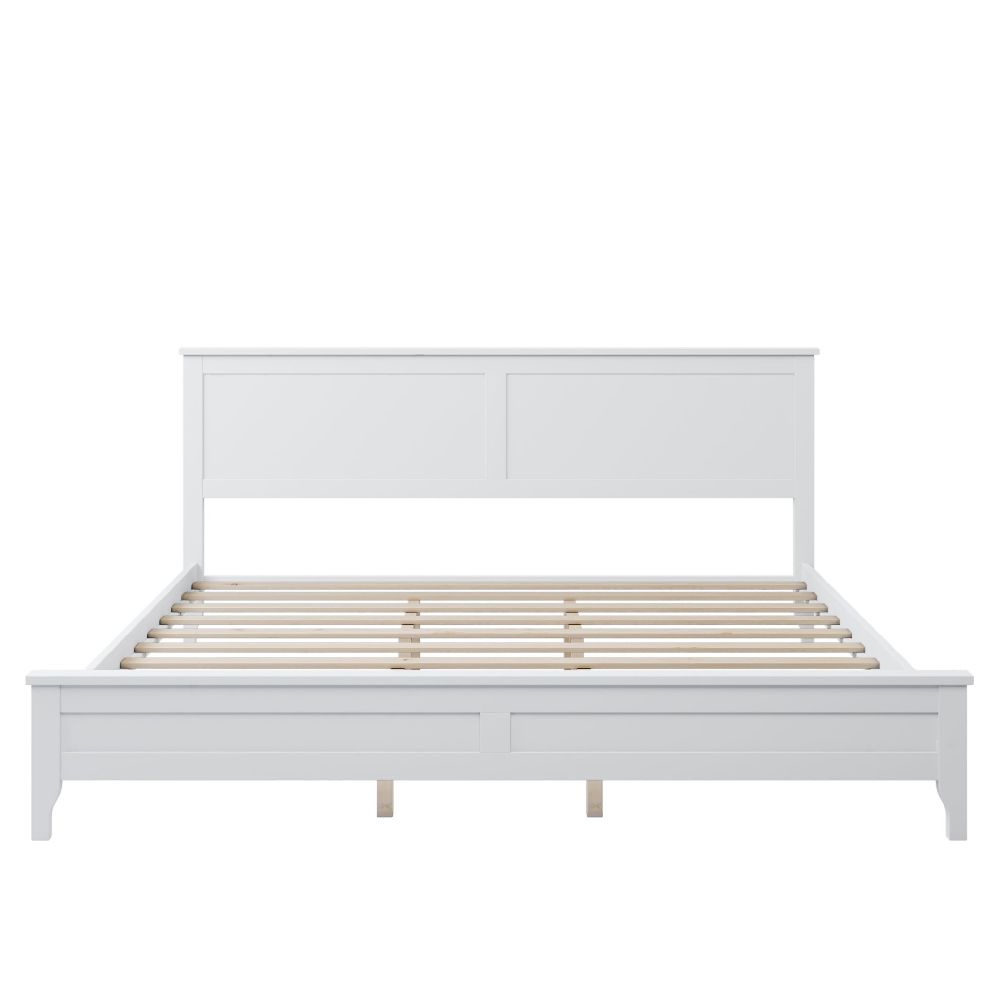 Royard Oaktree Wood Platform Bed with Headboard Modern Bed Frame with Slats, No Box Spring Needed