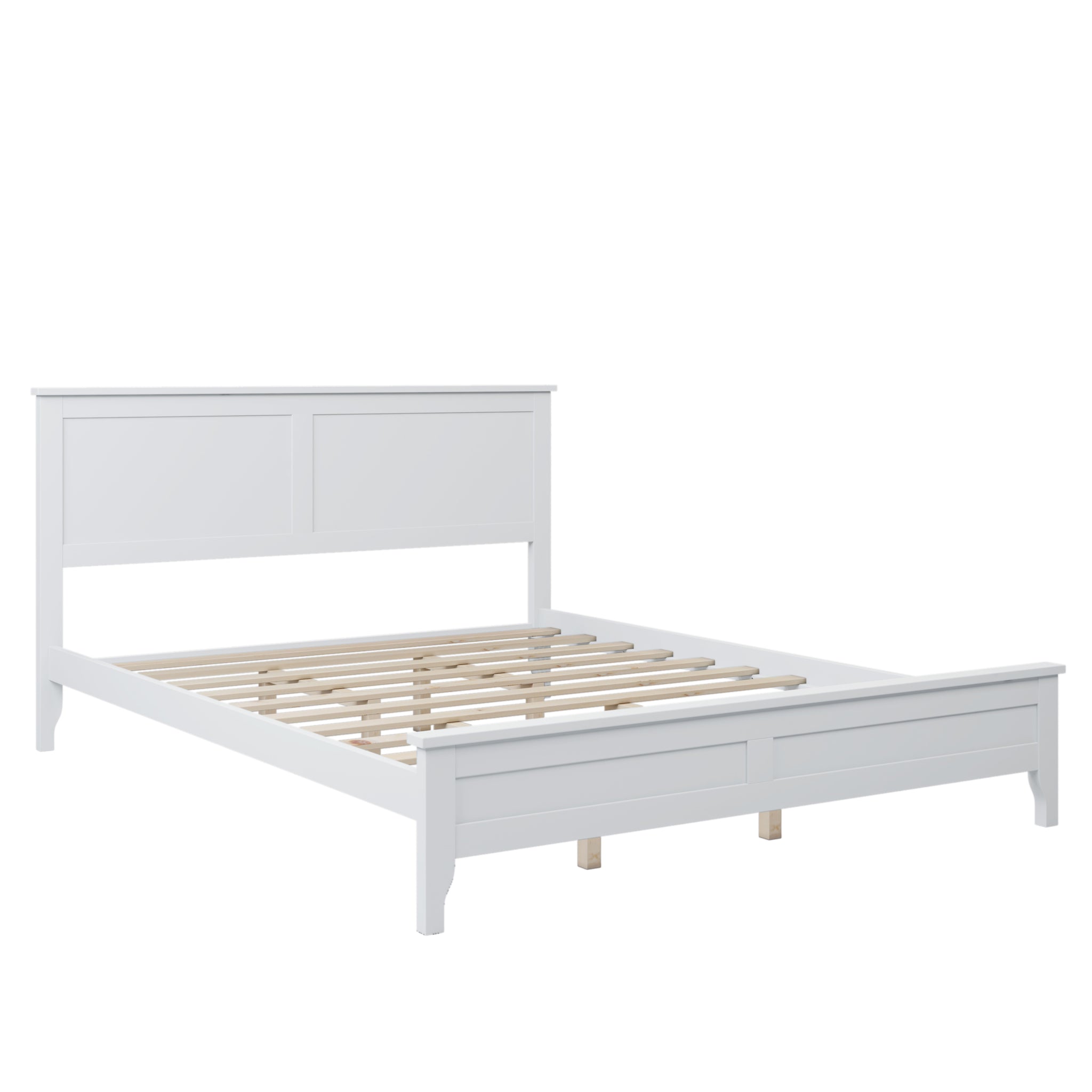 Royard Oaktree Wood Platform Bed with Headboard Modern Bed Frame with Slats, No Box Spring Needed