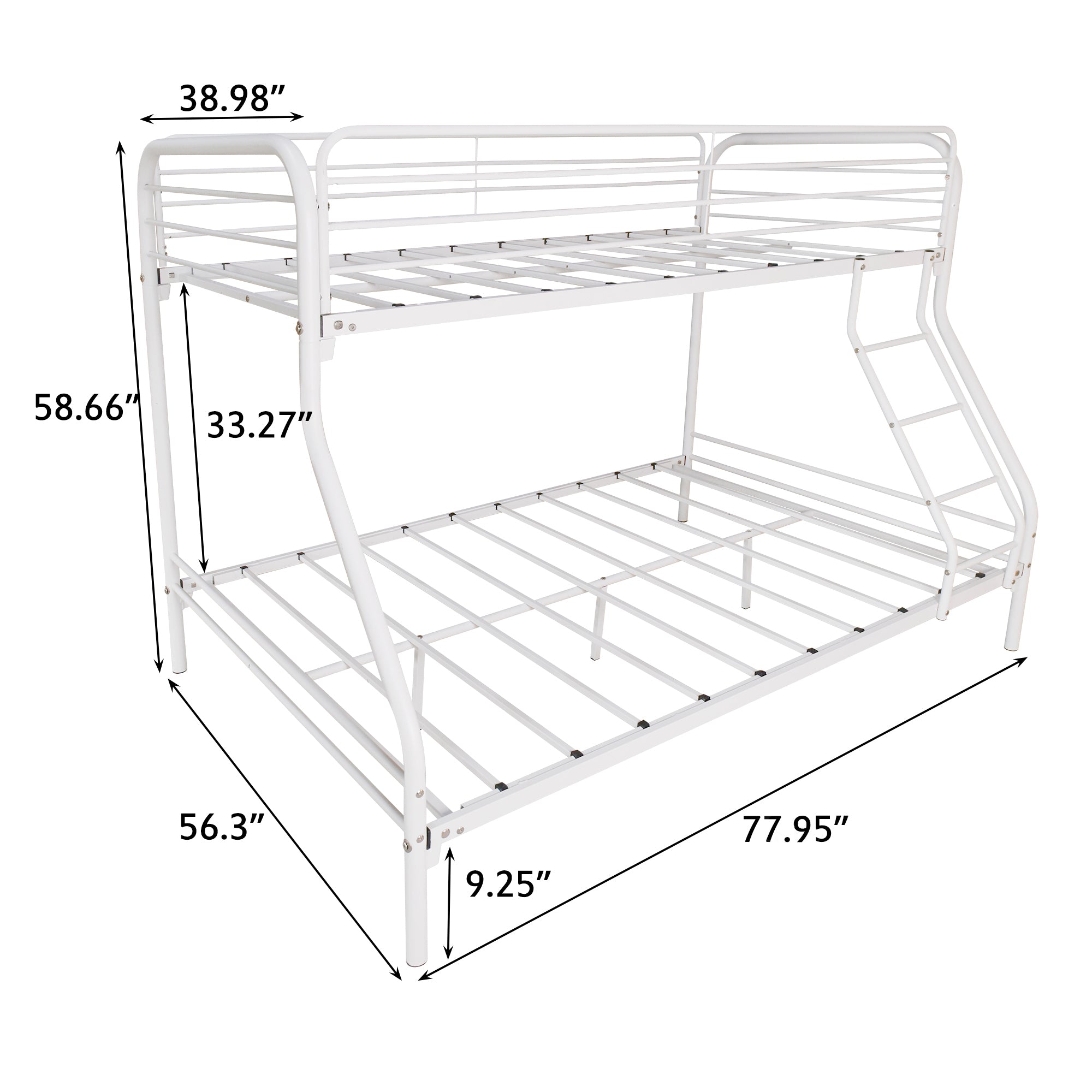 Royard Oaktree Heavy Duty Twin-Over-Full Metal Bunk Bed, Easy Assembly with Enhanced Upper-Level Guardrail