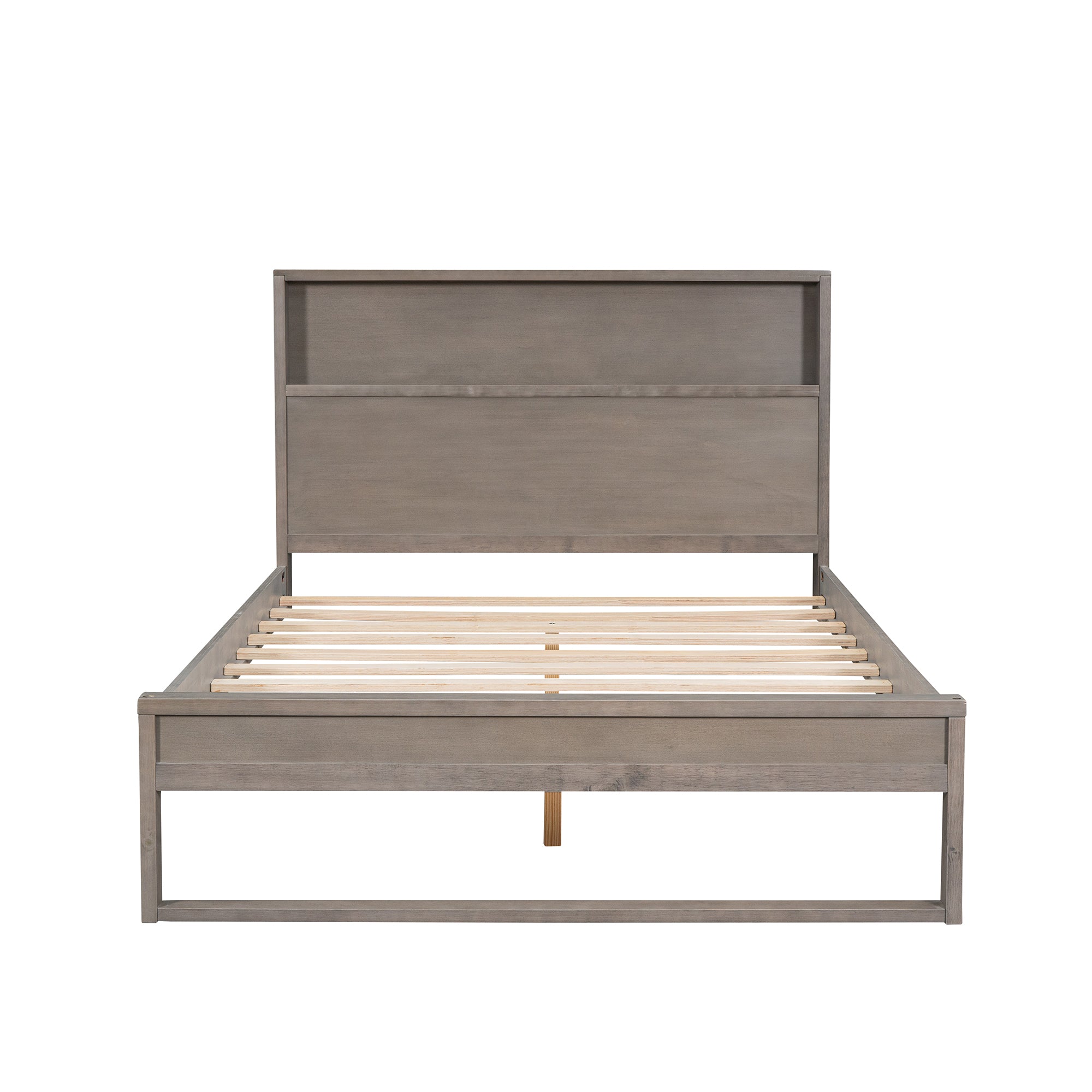 Royard Oaktree Platform Bed with Storage Headboard, Wood Bed Frame with Sockets and USB Ports, Platform Bed