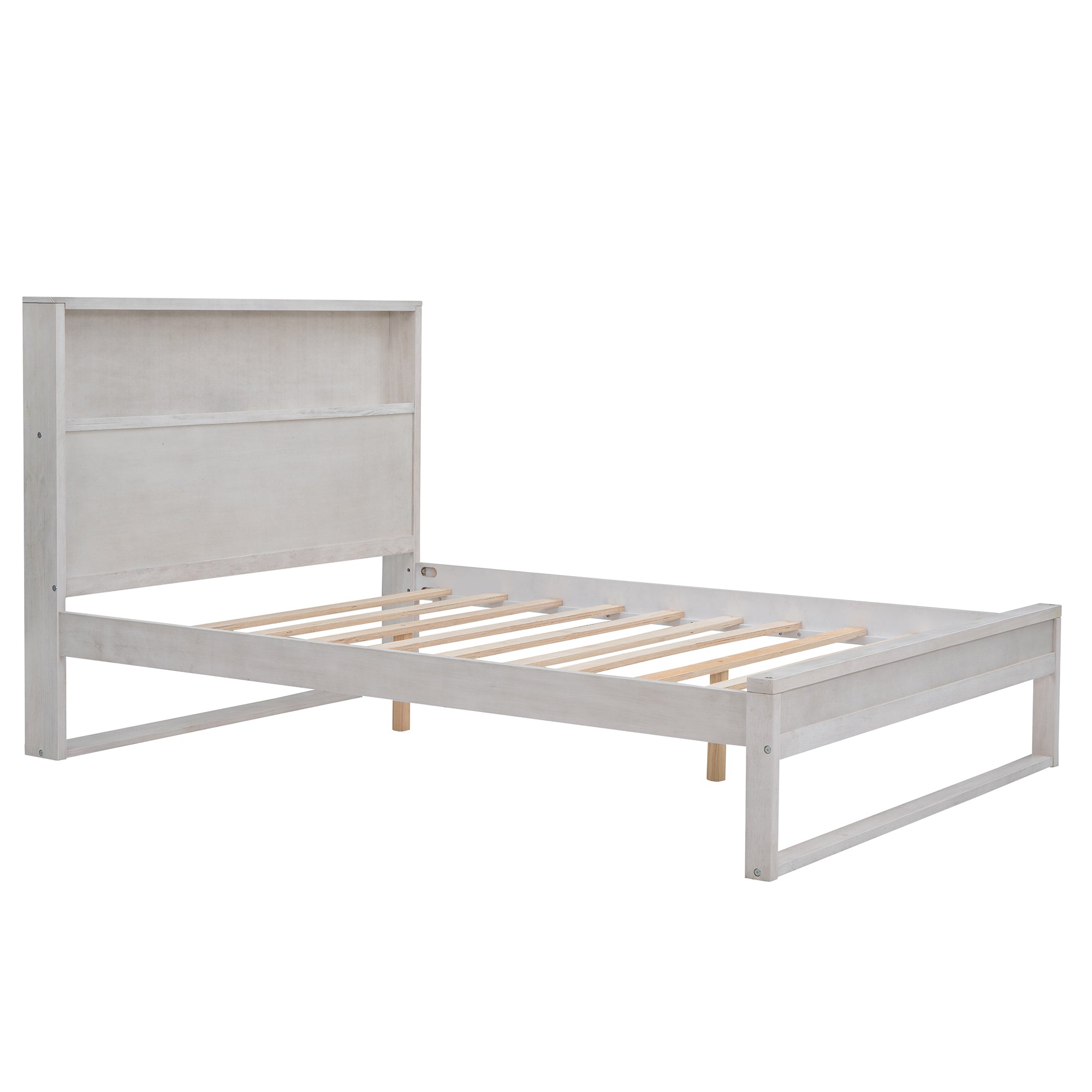 Royard Oaktree Platform Bed with Storage Headboard, Wood Bed Frame with Sockets and USB Ports, Platform Bed