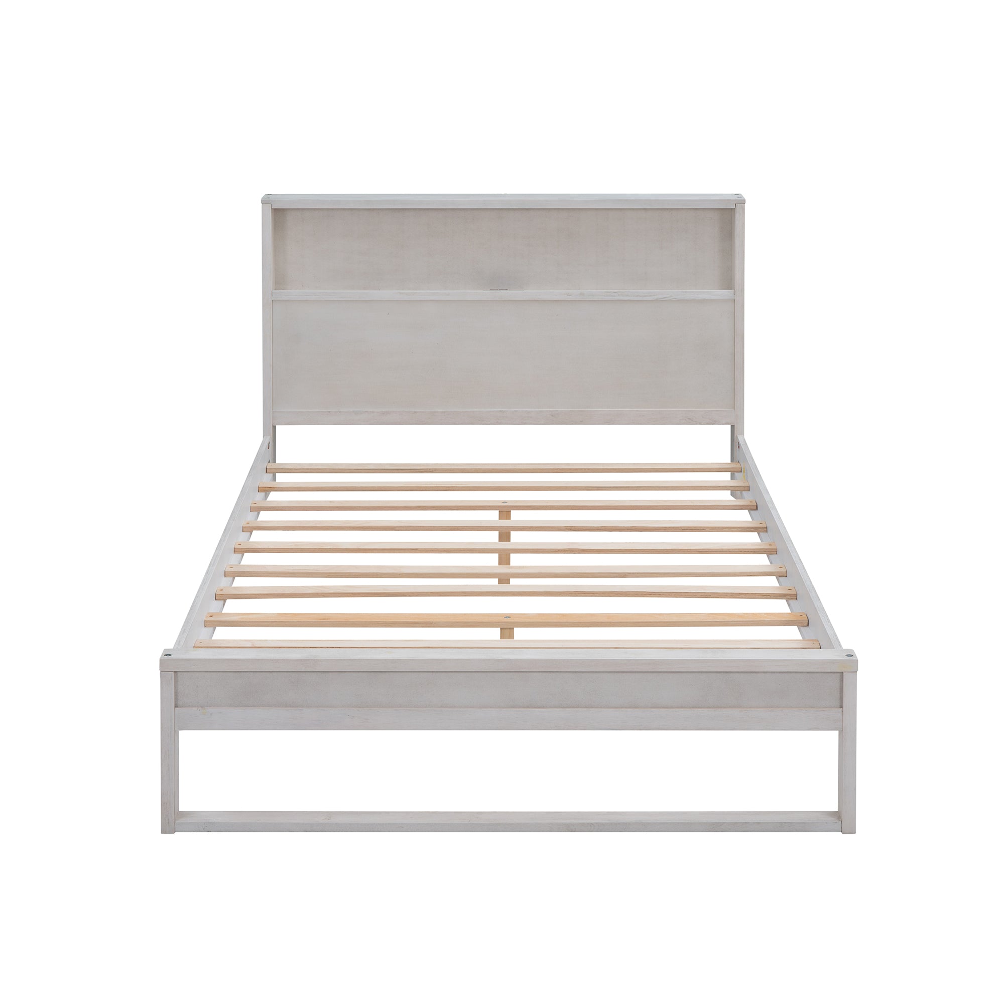 Royard Oaktree Platform Bed with Storage Headboard, Wood Bed Frame with Sockets and USB Ports, Platform Bed