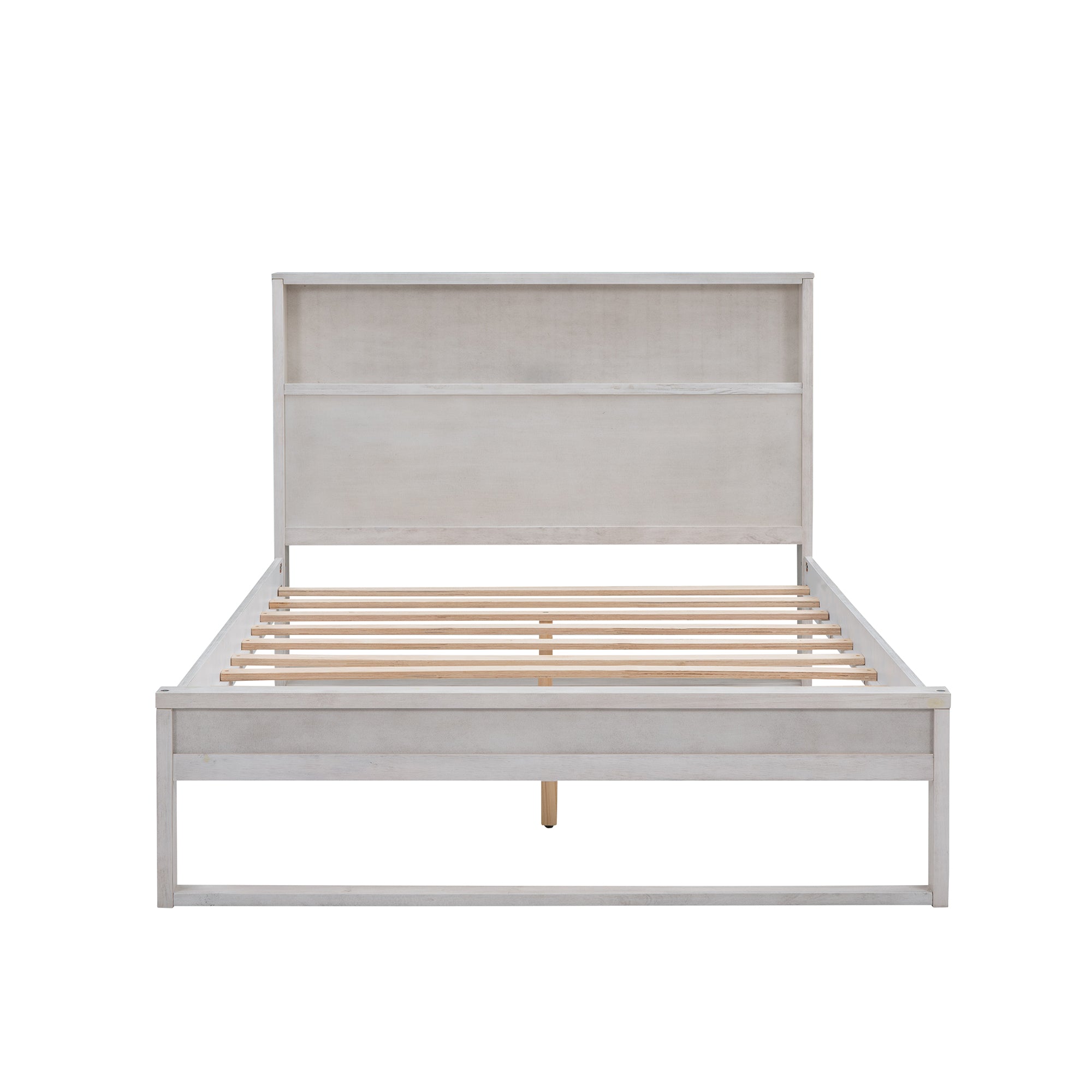 Royard Oaktree Platform Bed with Storage Headboard, Wood Bed Frame with Sockets and USB Ports, Platform Bed