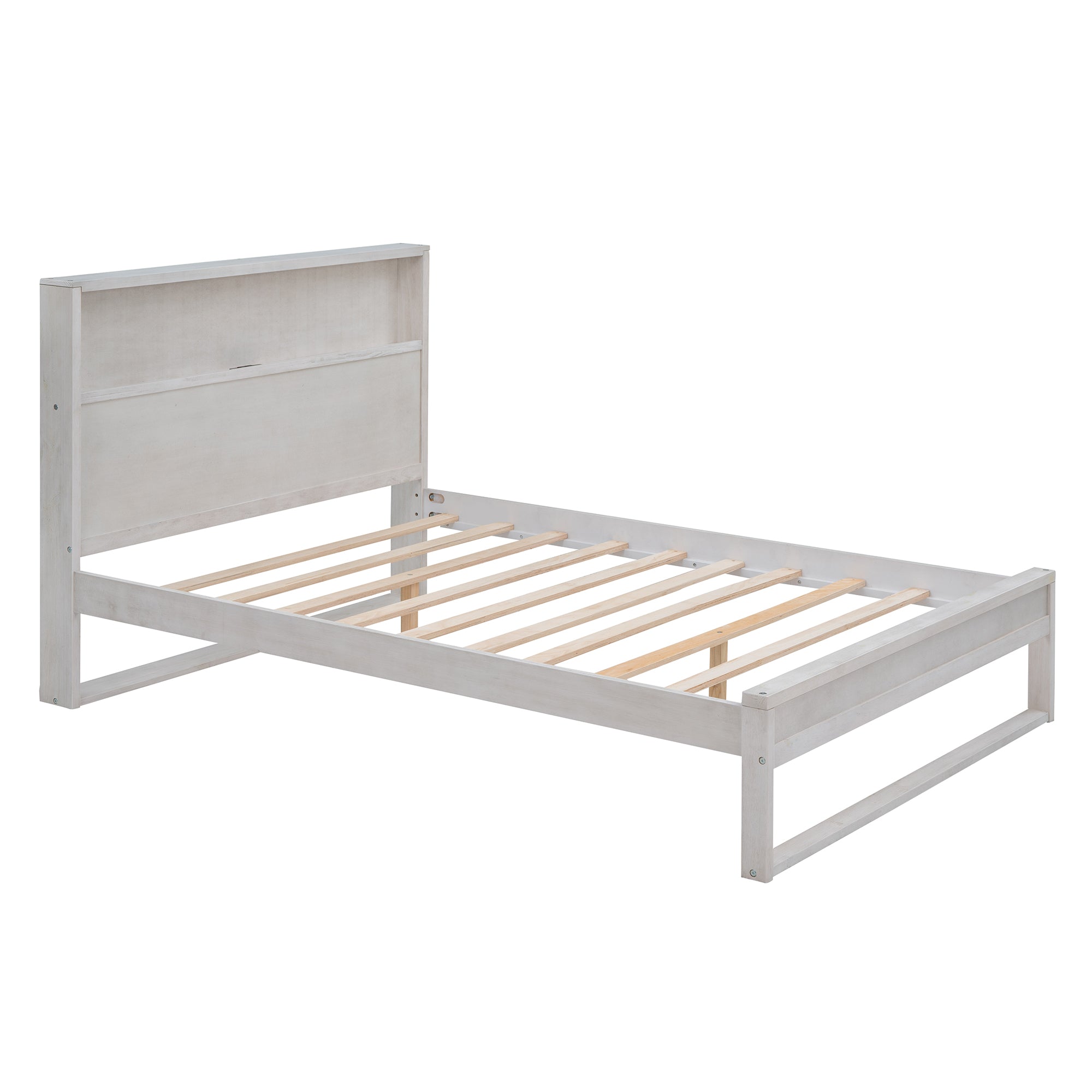 Royard Oaktree Platform Bed with Storage Headboard, Wood Bed Frame with Sockets and USB Ports, Platform Bed