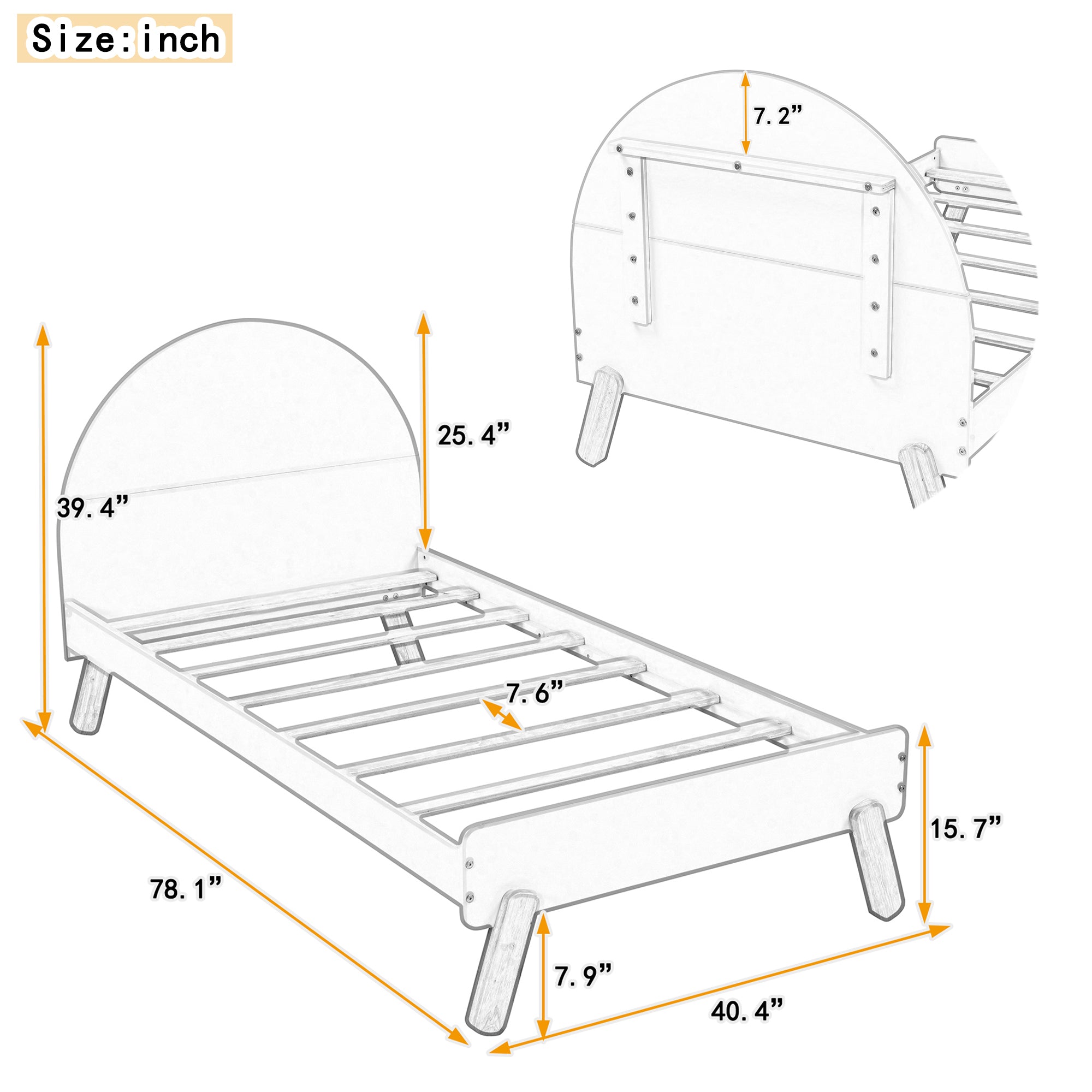 Royard Oaktree Bed With Headboard Cute Wood Platform Bed Frame, No Box Spring Needed