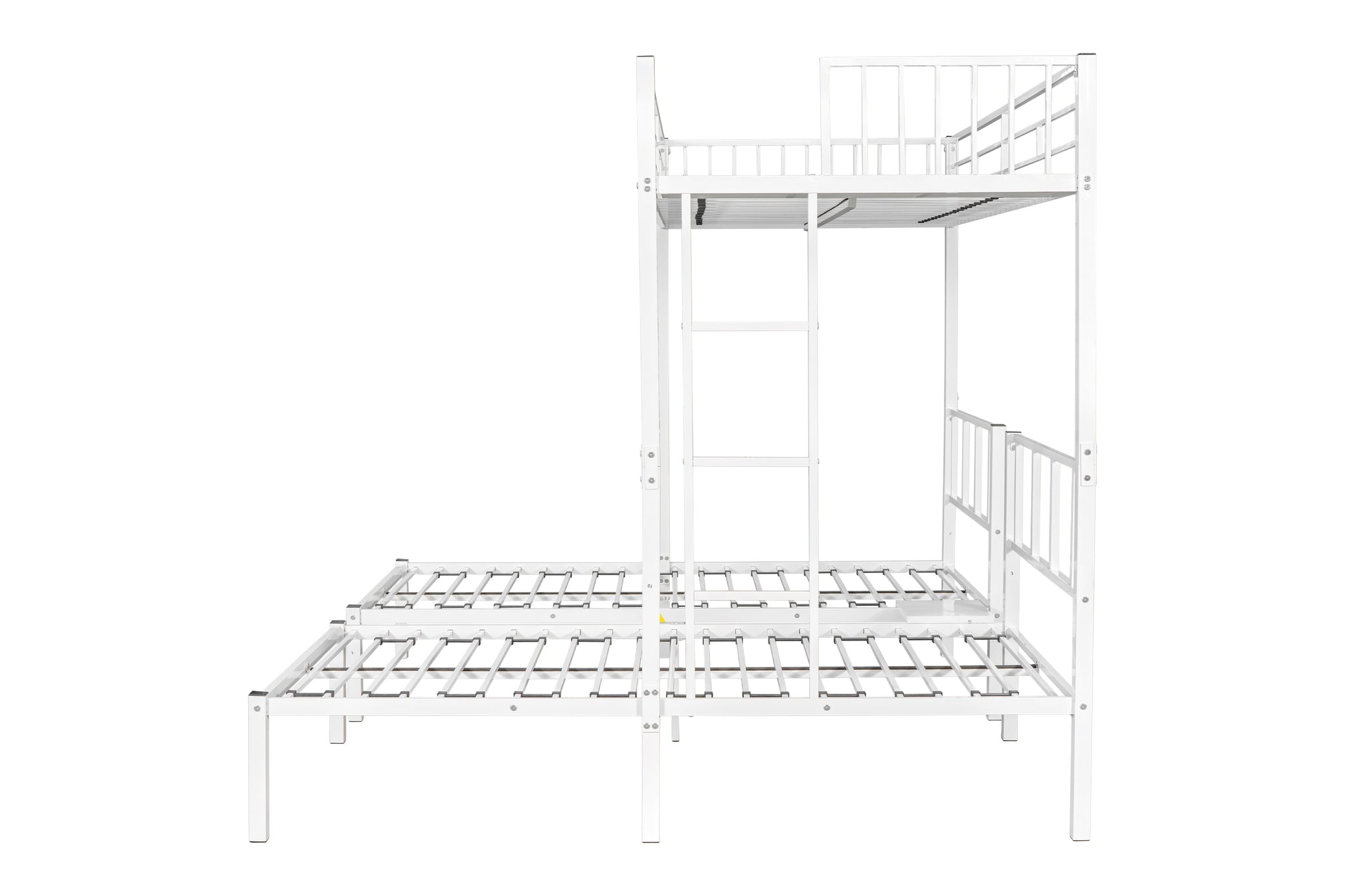 Royard Oaktree Triple Twin Bunk Bed Metal Bunk Bed Frame with Slat and Guardrail, Modern Bed Frame Can Be Separated Into 3 Twin Beds