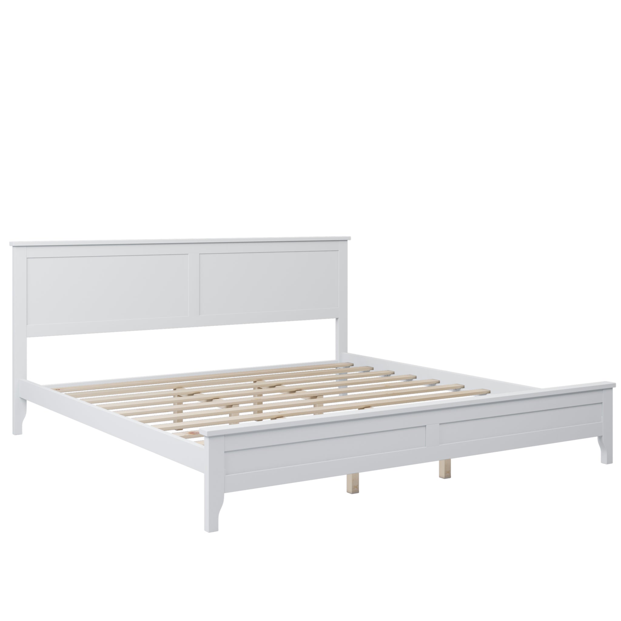 Royard Oaktree Wood Platform Bed with Headboard Modern Bed Frame with Slats, No Box Spring Needed