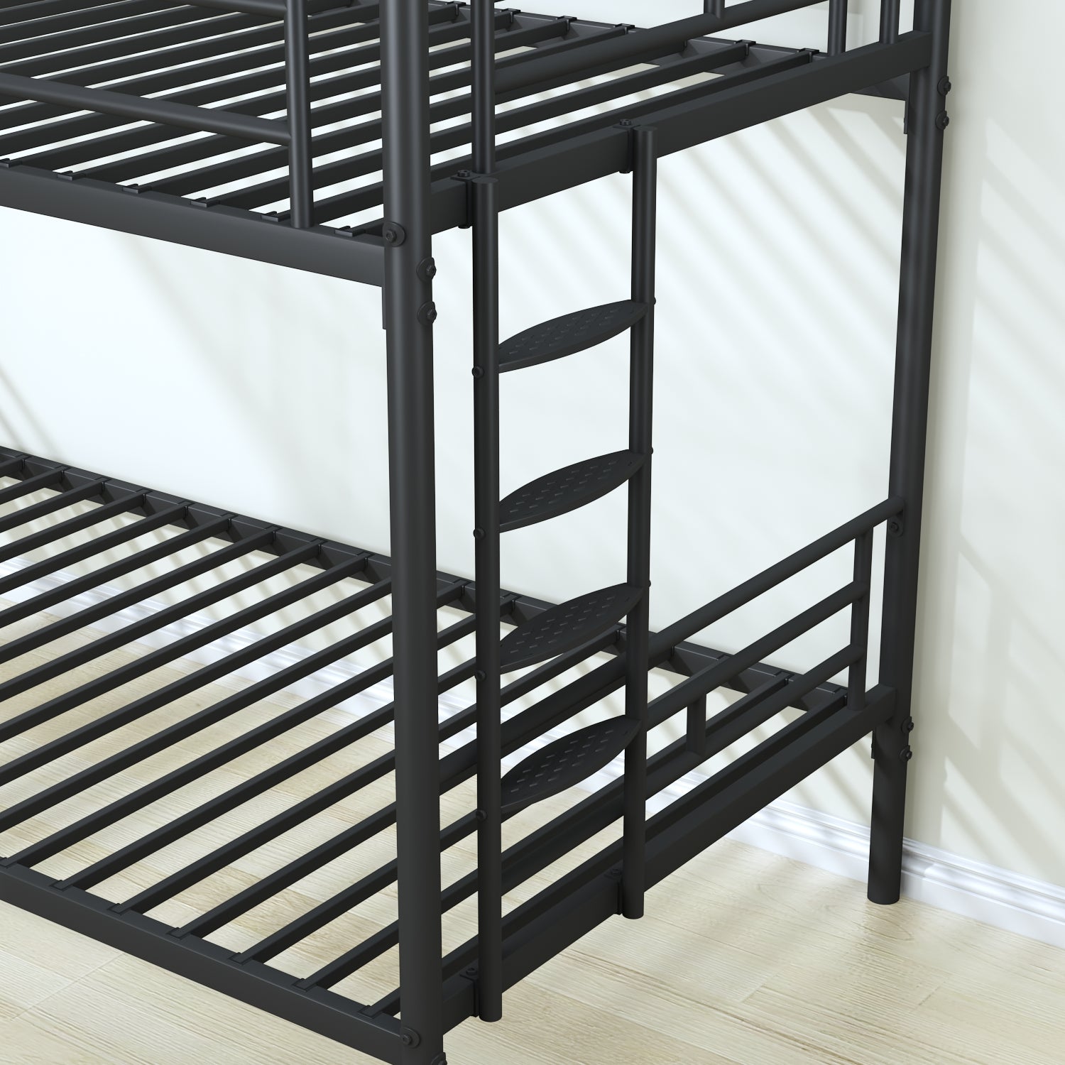 Royard Oaktree Twin over Twin Metal Bunk Bed with Convertible Ladder, Comfortable Rungs, Easy to assemble