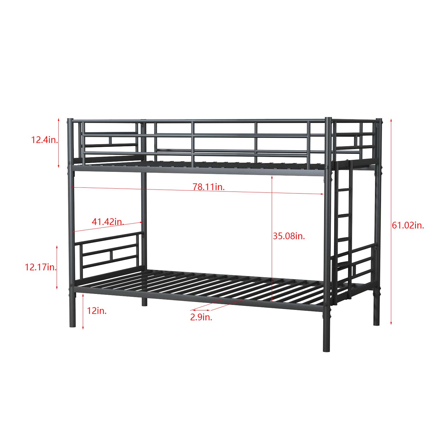 Royard Oaktree Twin over Twin Metal Bunk Bed with Convertible Ladder, Comfortable Rungs, Easy to assemble