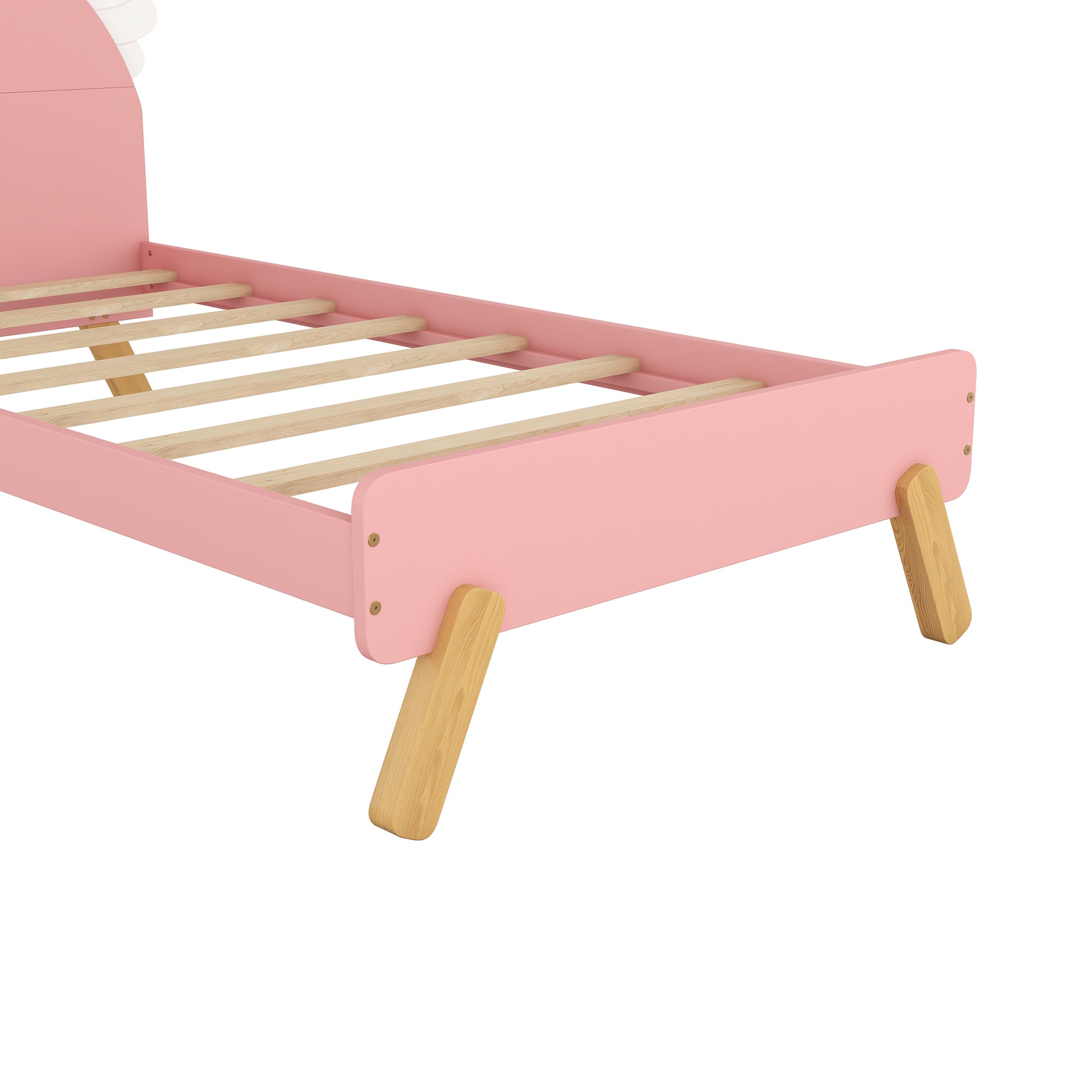 Royard Oaktree Bed With Headboard Cute Wood Platform Bed Frame, No Box Spring Needed