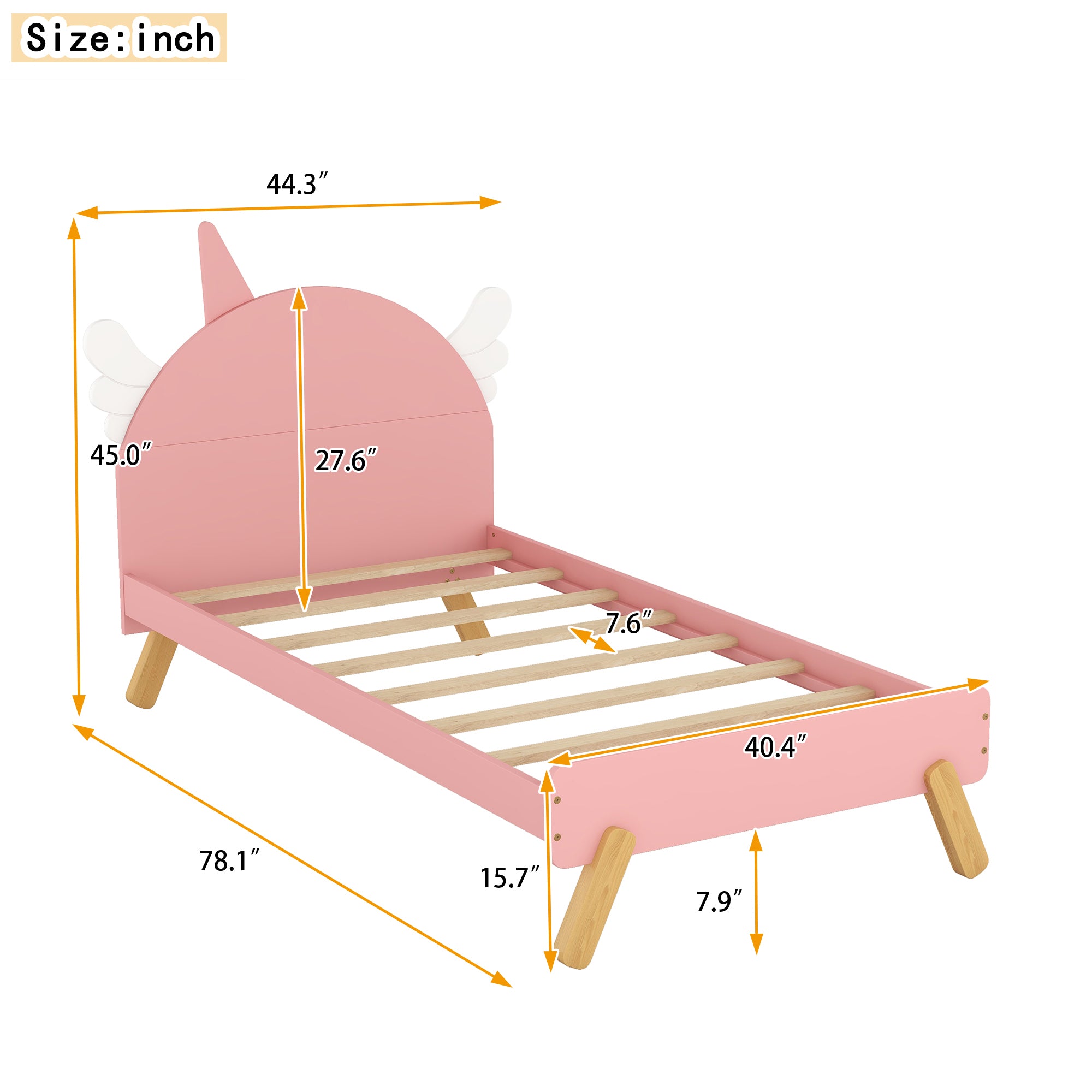 Royard Oaktree Bed With Headboard Cute Wood Platform Bed Frame, No Box Spring Needed