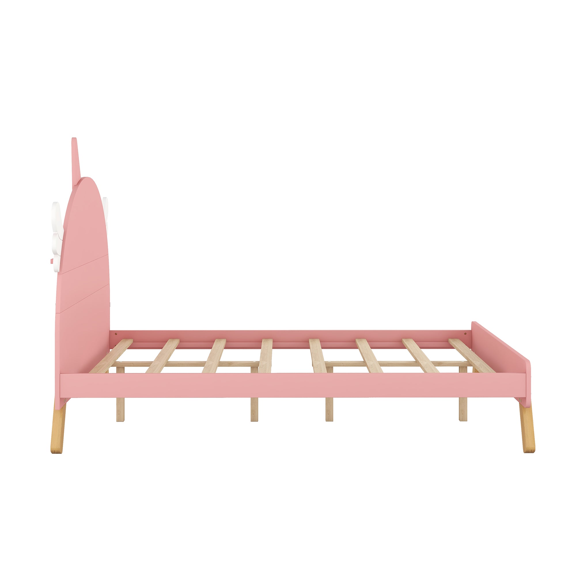 Royard Oaktree Bed With Headboard Cute Wood Platform Bed Frame, No Box Spring Needed