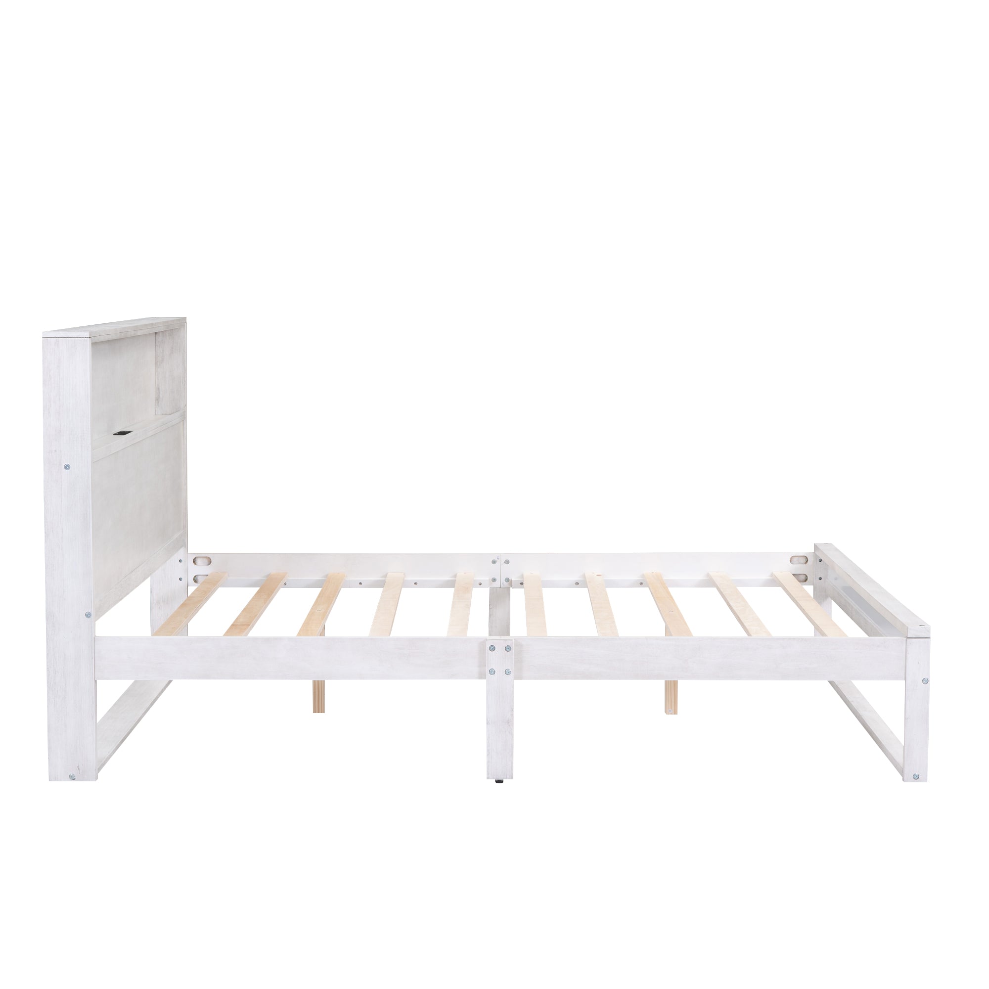 Royard Oaktree Platform Bed with Storage Headboard, Wood Bed Frame with Sockets and USB Ports, Platform Bed