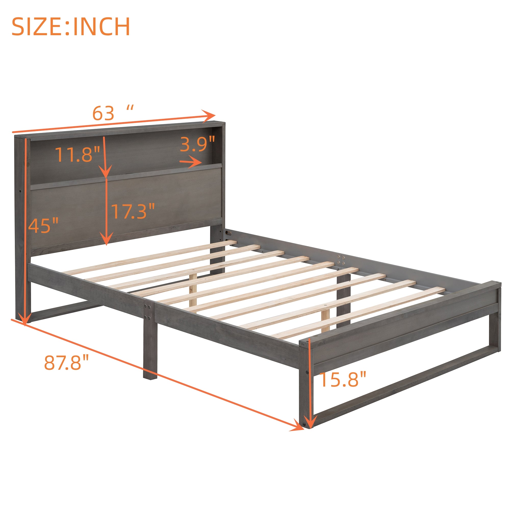 Royard Oaktree Platform Bed with Storage Headboard, Wood Bed Frame with Sockets and USB Ports, Platform Bed