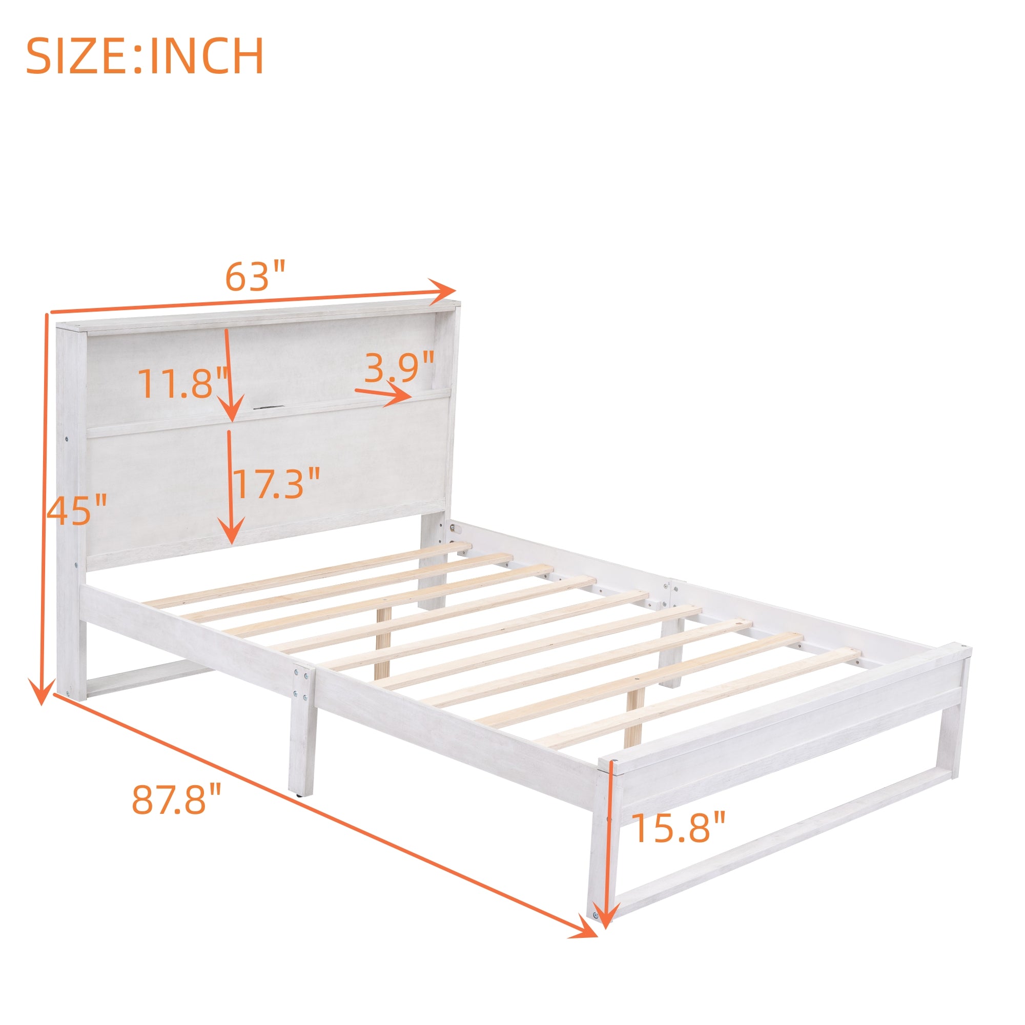 Royard Oaktree Platform Bed with Storage Headboard, Wood Bed Frame with Sockets and USB Ports, Platform Bed