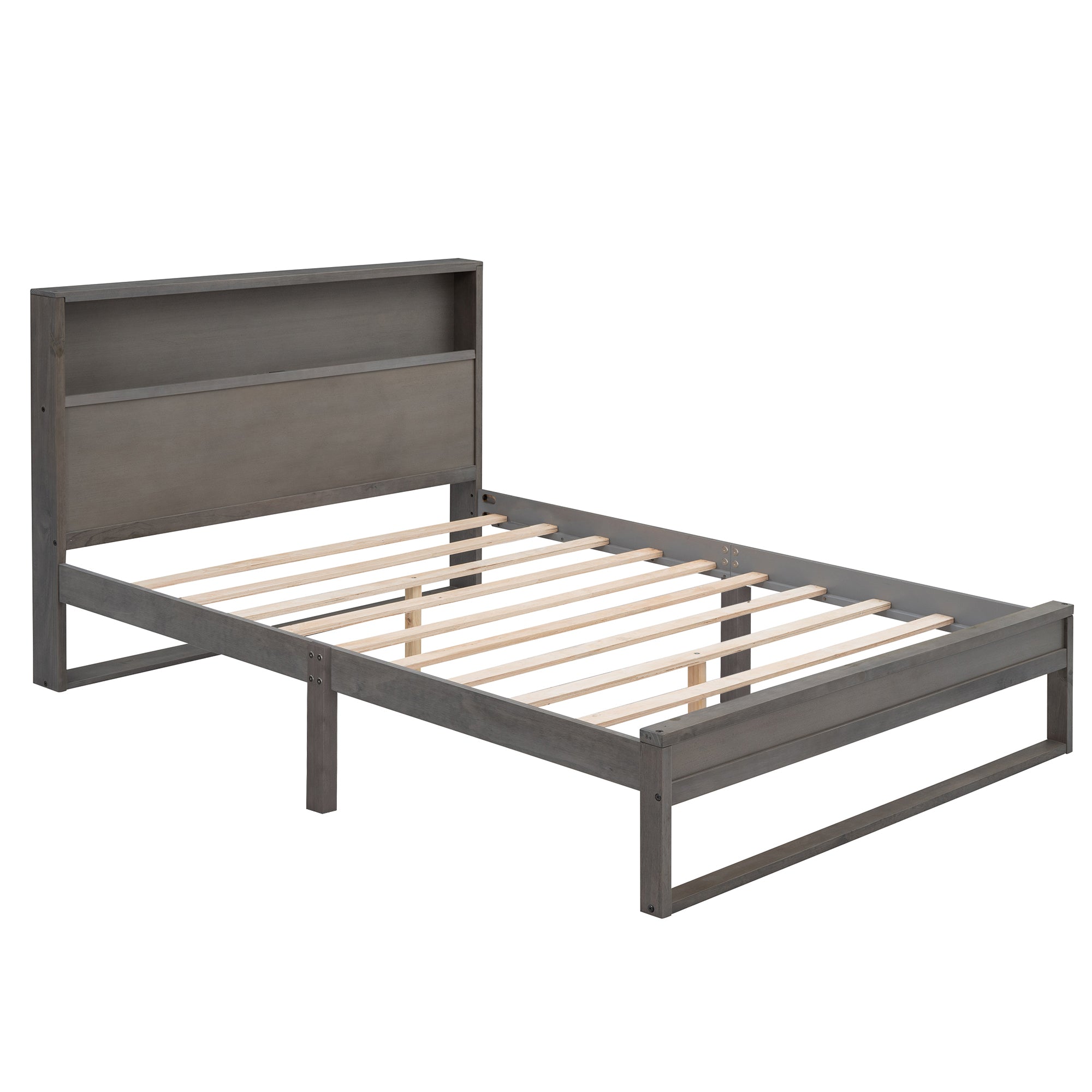 Royard Oaktree Platform Bed with Storage Headboard, Wood Bed Frame with Sockets and USB Ports, Platform Bed