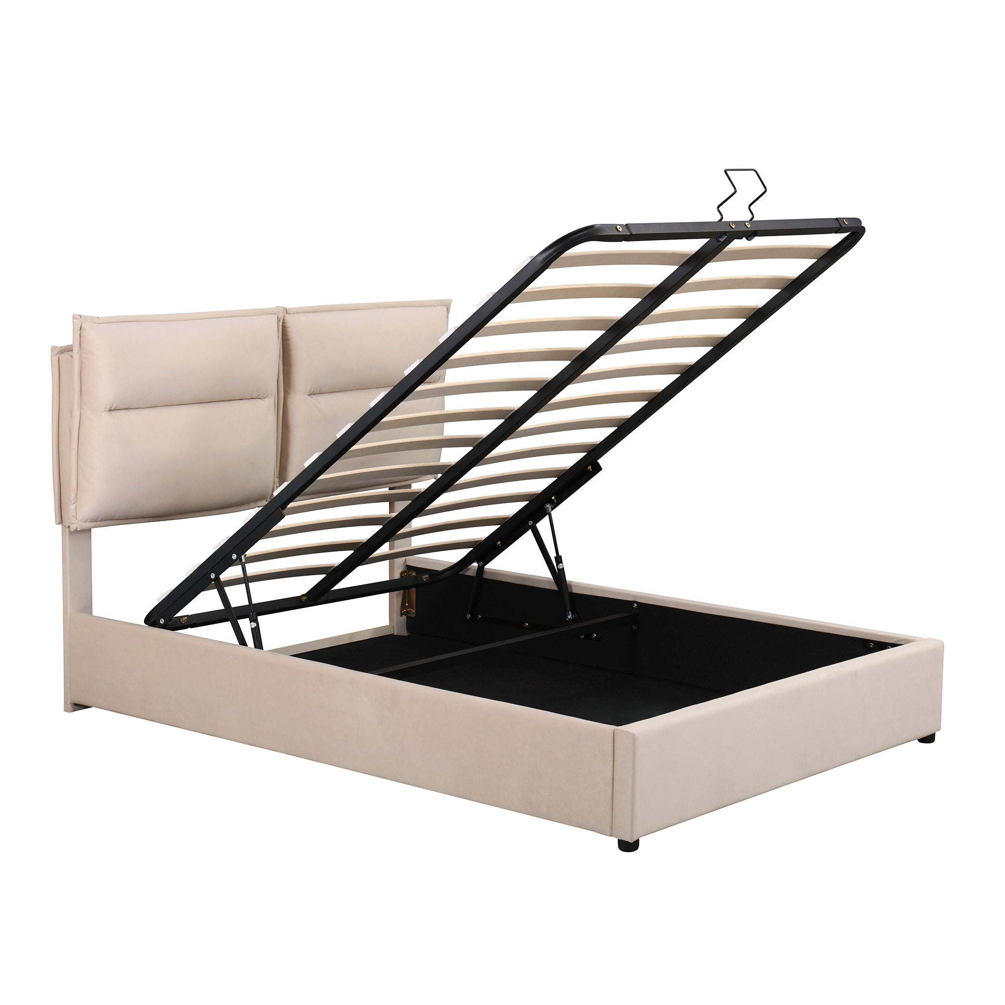 Royard Oaktree Platform Bed Frame with a Hydraulic Storage System Velvet Upholstered Storage Bed with Headboard and Slats, No Box Spring Needed