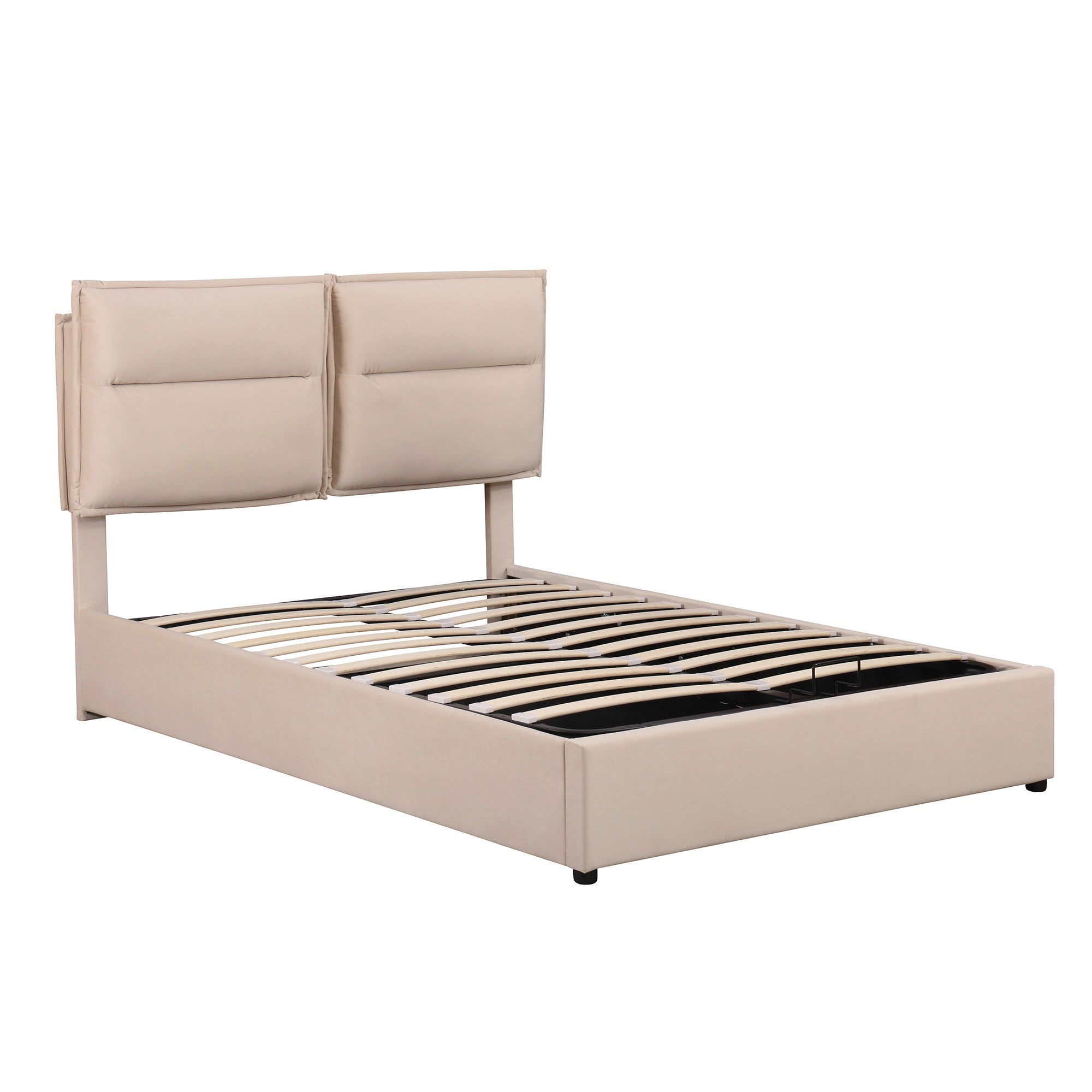 Royard Oaktree Platform Bed Frame with a Hydraulic Storage System Velvet Upholstered Storage Bed with Headboard and Slats, No Box Spring Needed