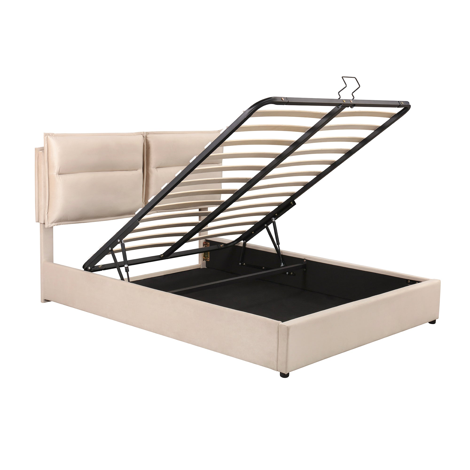 Royard Oaktree Platform Bed Frame with a Hydraulic Storage System Velvet Upholstered Storage Bed with Headboard and Slats, No Box Spring Needed