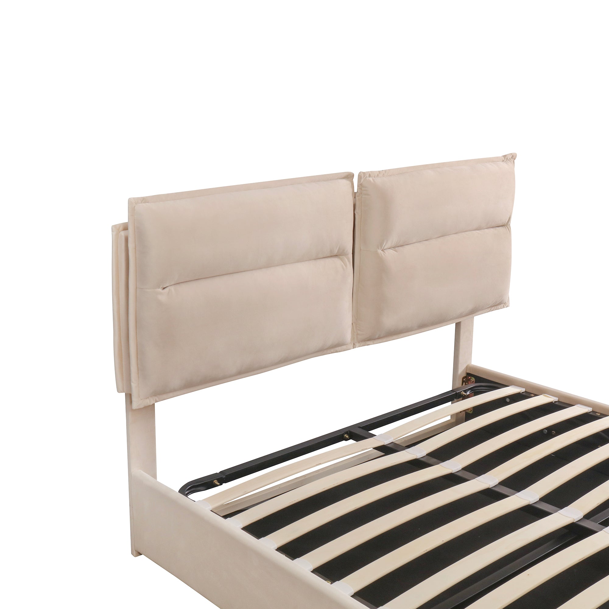 Royard Oaktree Platform Bed Frame with a Hydraulic Storage System Velvet Upholstered Storage Bed with Headboard and Slats, No Box Spring Needed