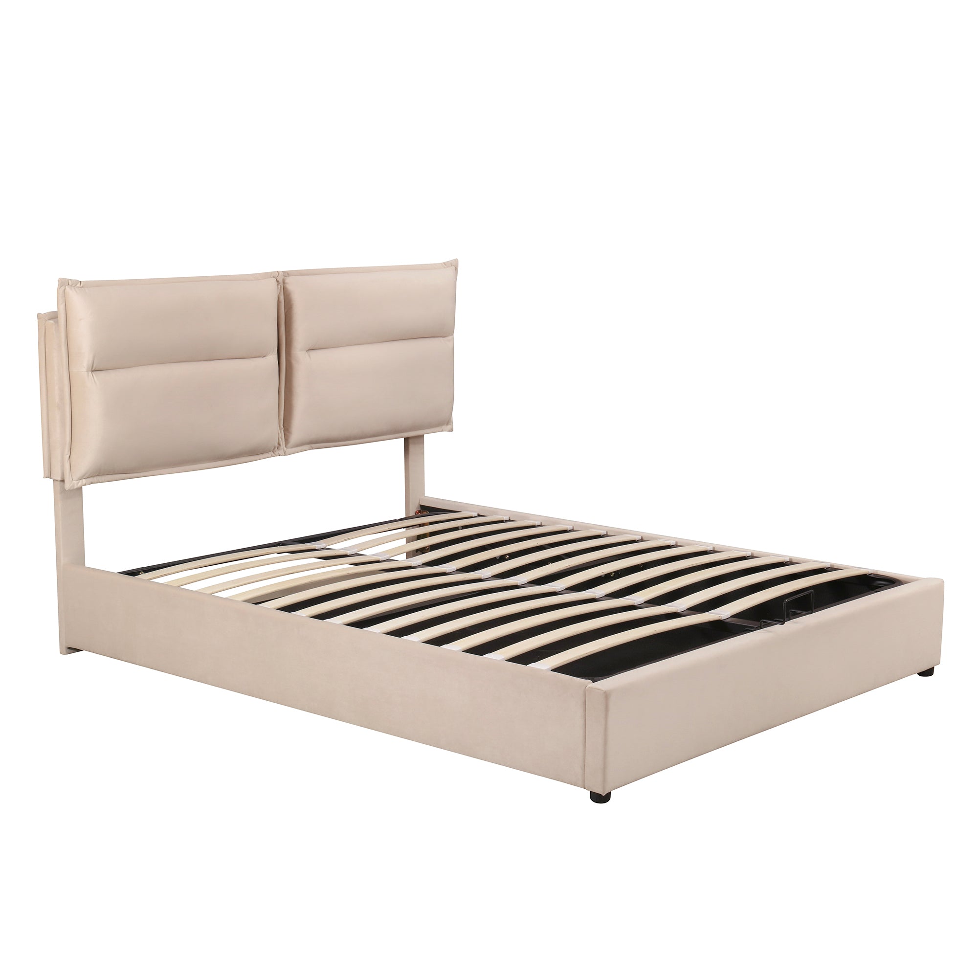 Royard Oaktree Platform Bed Frame with a Hydraulic Storage System Velvet Upholstered Storage Bed with Headboard and Slats, No Box Spring Needed