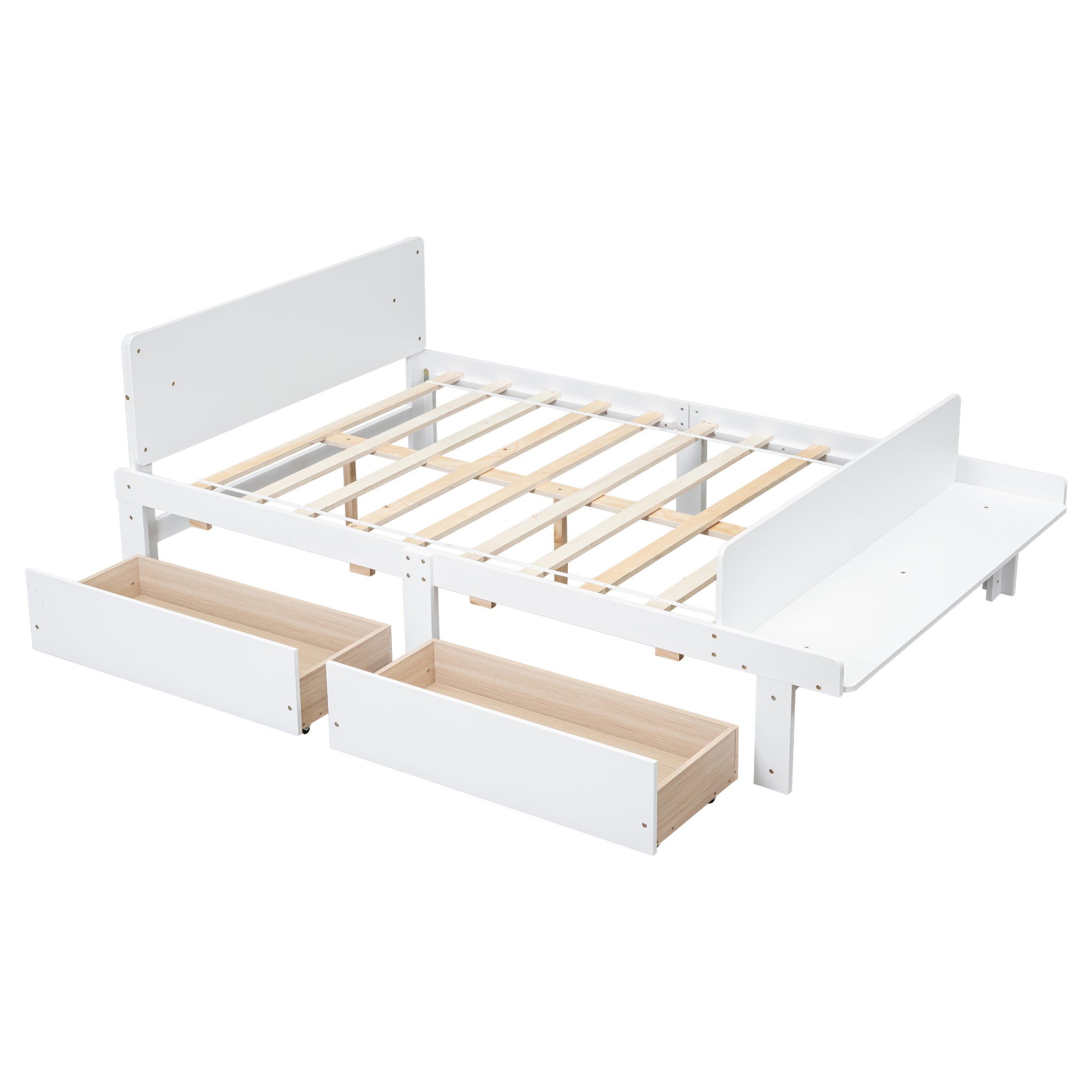 Royard Oaktree Wood Platform Bed Frame with Headboard and Footboard Bench Modern Bed Frame with 2 Storage Drawers