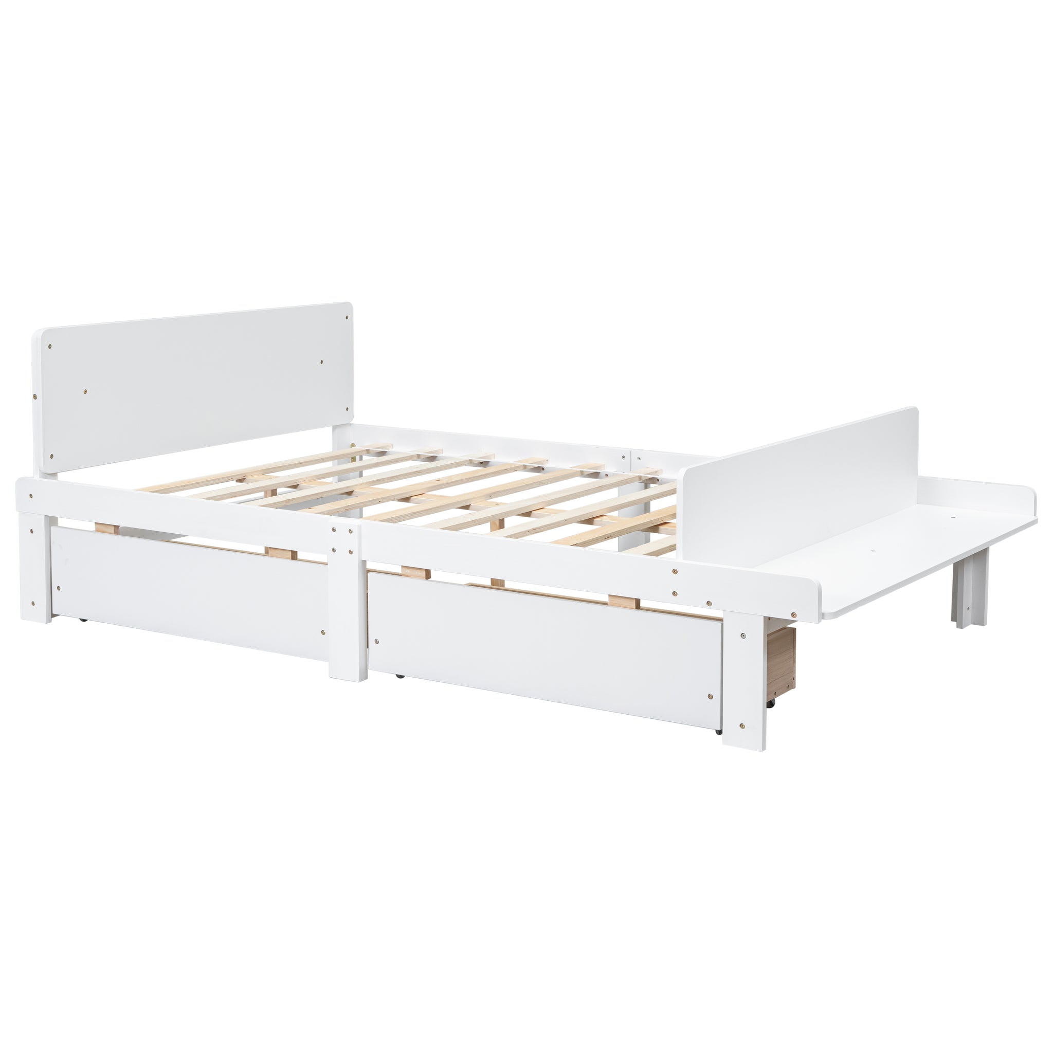 Royard Oaktree Wood Platform Bed Frame with Headboard and Footboard Bench Modern Bed Frame with 2 Storage Drawers