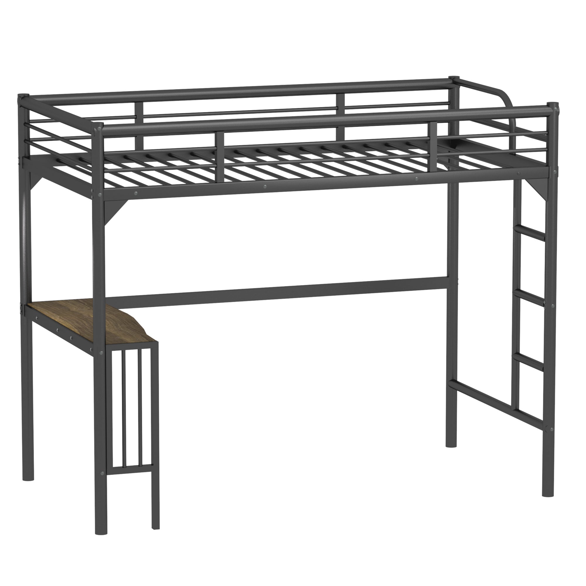 Royard Oaktree Twin Metal Loft Bed with Desk Modern Loft Bed Frame with Ladder and Guardrails, No Box Spring Needed