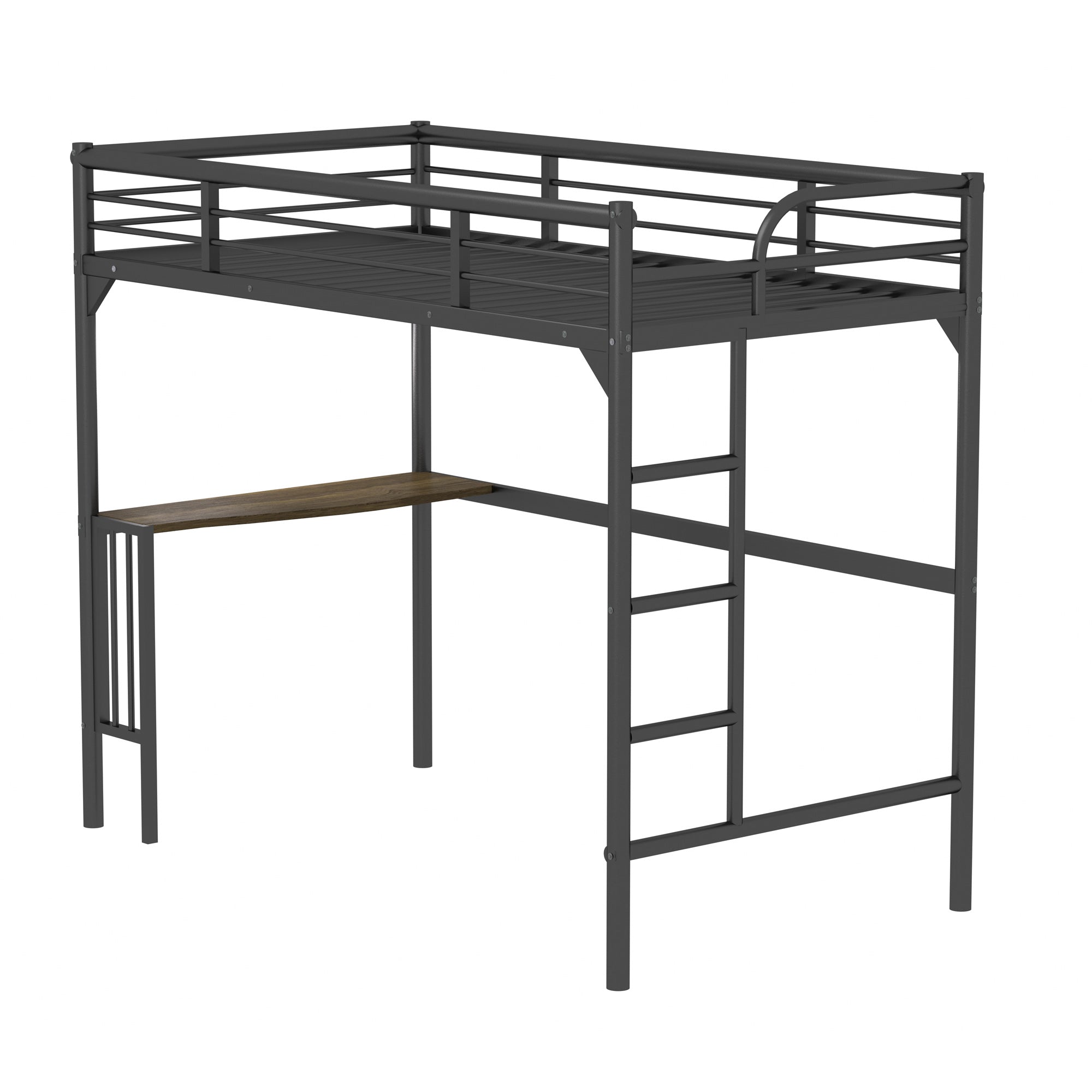 Royard Oaktree Twin Metal Loft Bed with Desk Modern Loft Bed Frame with Ladder and Guardrails, No Box Spring Needed