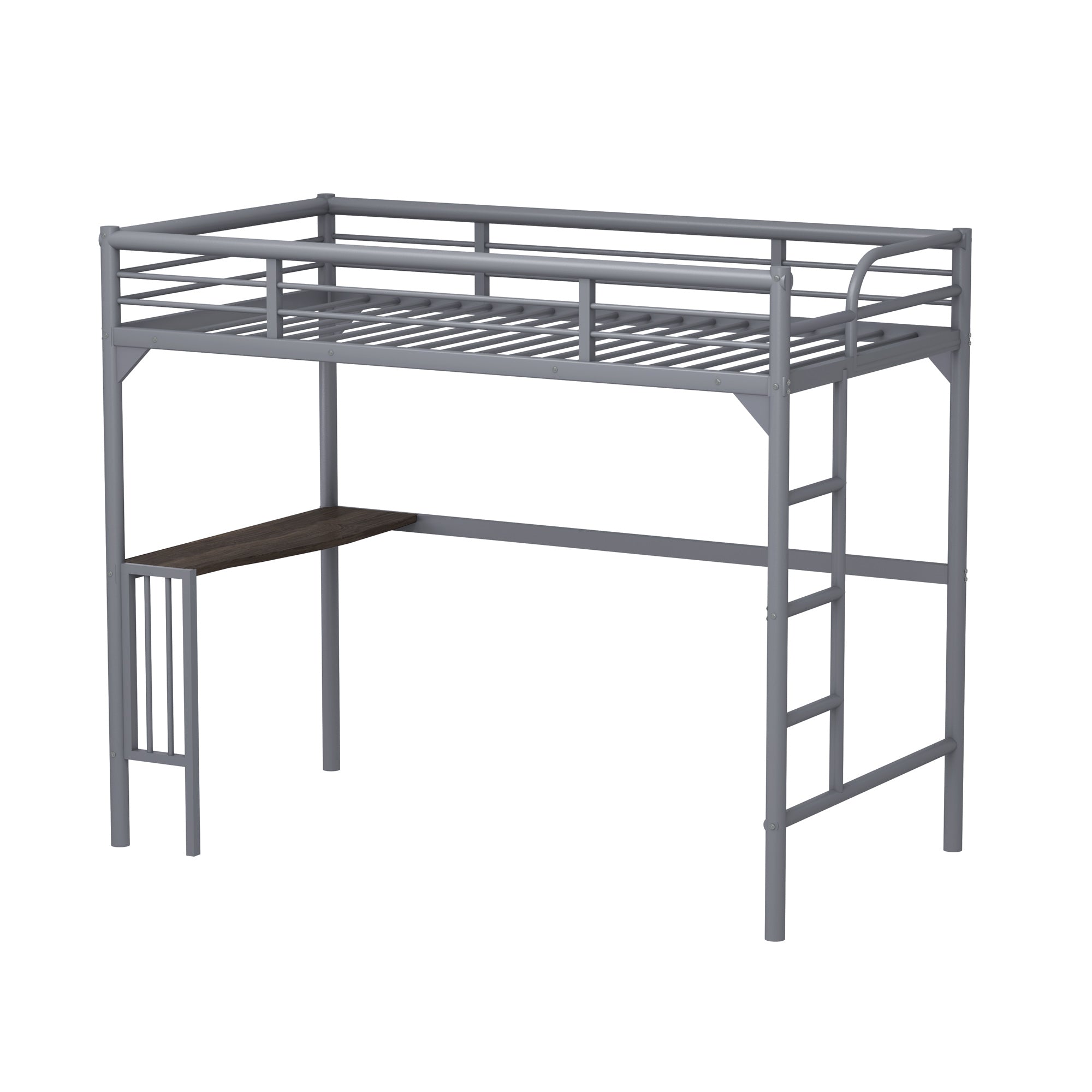 Royard Oaktree Twin Metal Loft Bed with Desk Modern Loft Bed Frame with Ladder and Guardrails, No Box Spring Needed