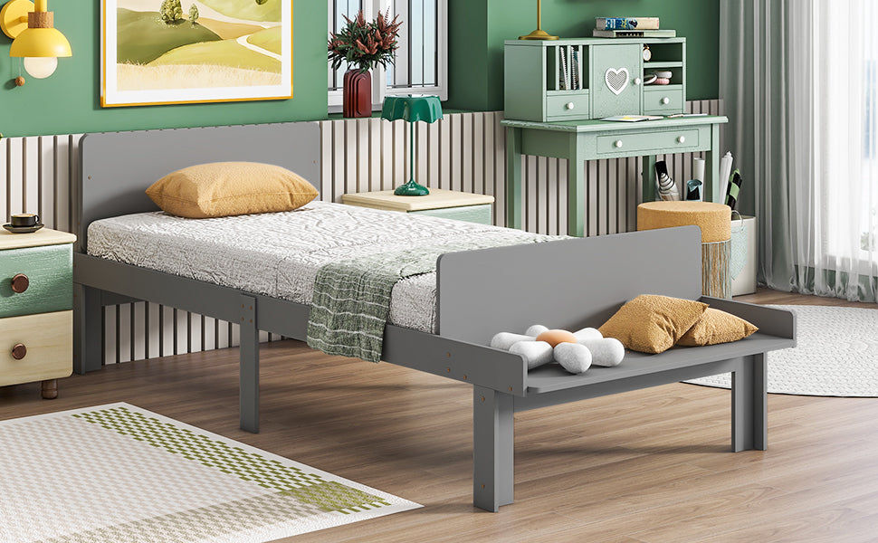 Royard Oaktree Wood Platform Bed Frame with Headboard and Footboard Bench, No Box Spring Needed